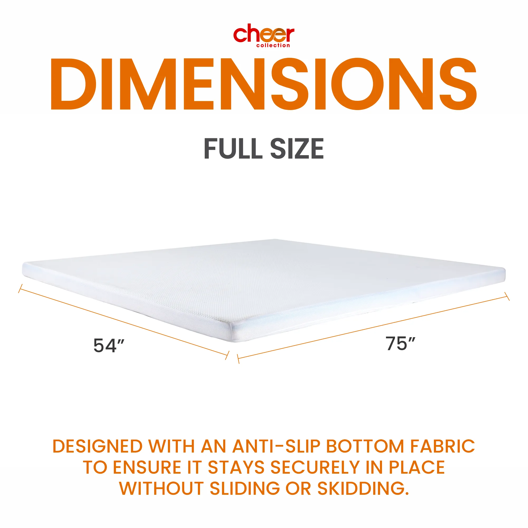 Cheer Collection 3 Inch Gel Infused Memory Foam Bed Topper with Washable Bamboo Cover