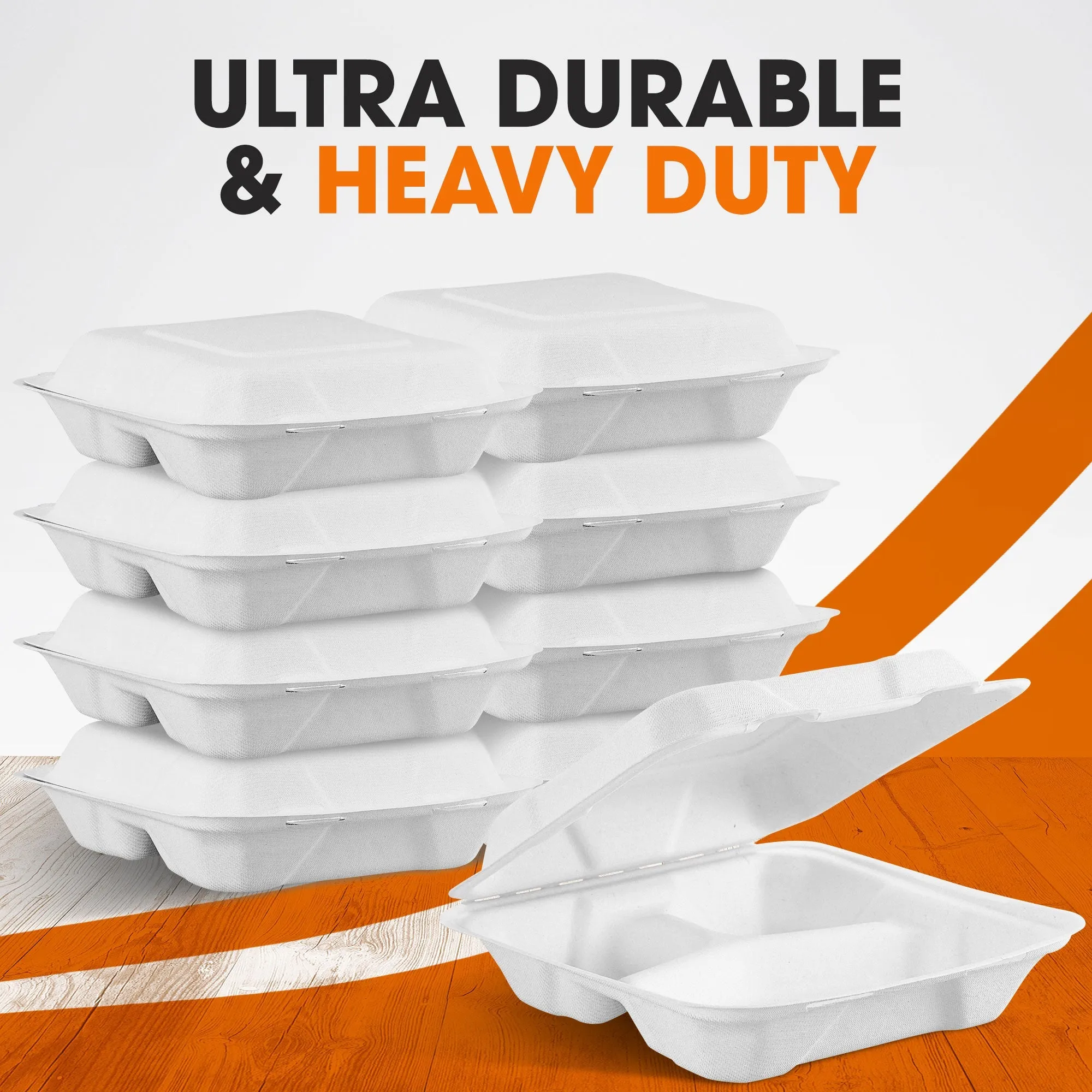 Cheer Collection 8x8 Compostable Eco Friendly Microwavable Clamshell Containers