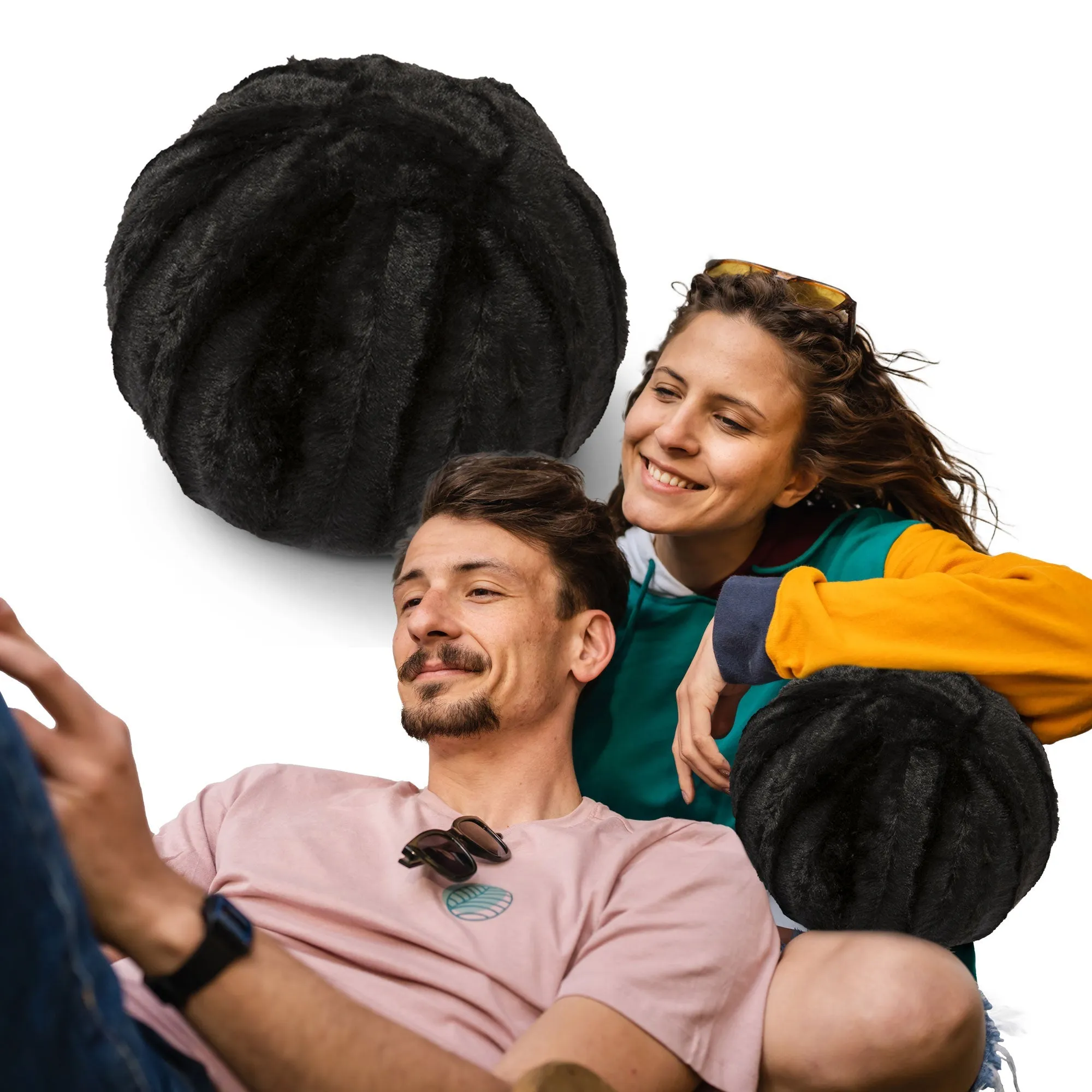 Cheer Collection Ball Throw Pillows for Living Room Decor. Decorative Pillows for Couch - Fluffy Aesthetic Cuddle Pillow with Insert - 10 Round