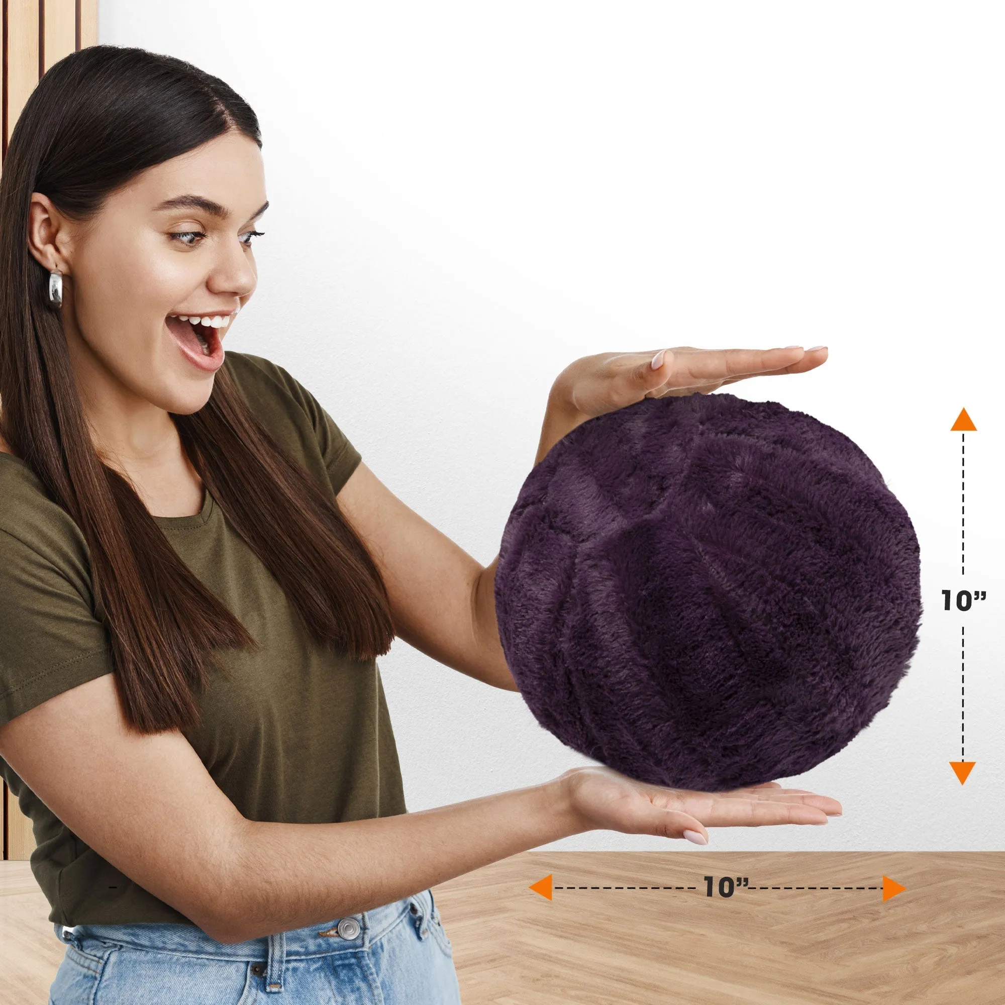 Cheer Collection Ball Throw Pillows for Living Room Decor. Decorative Pillows for Couch - Fluffy Aesthetic Cuddle Pillow with Insert - 10 Round