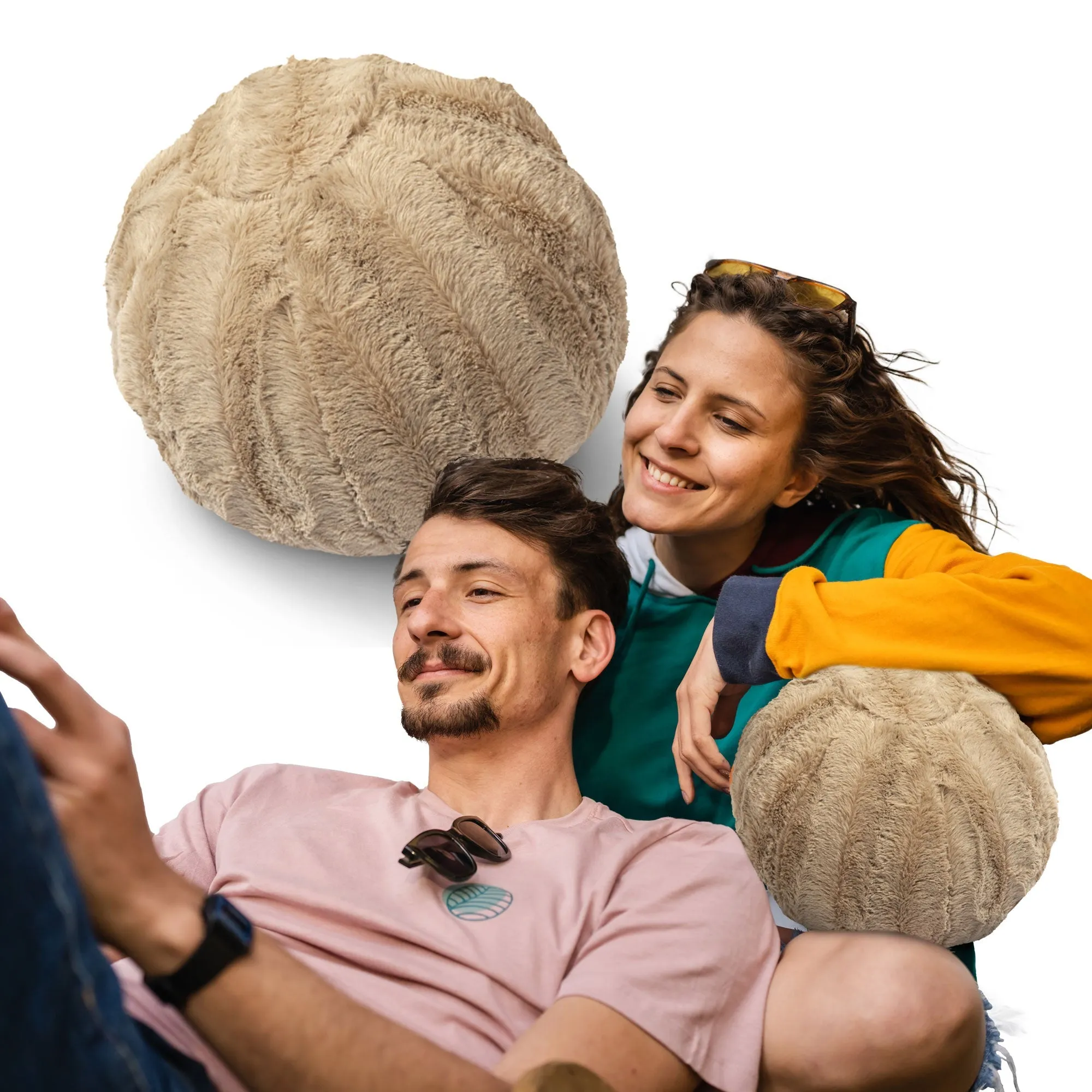 Cheer Collection Ball Throw Pillows for Living Room Decor. Decorative Pillows for Couch - Fluffy Aesthetic Cuddle Pillow with Insert - 10 Round