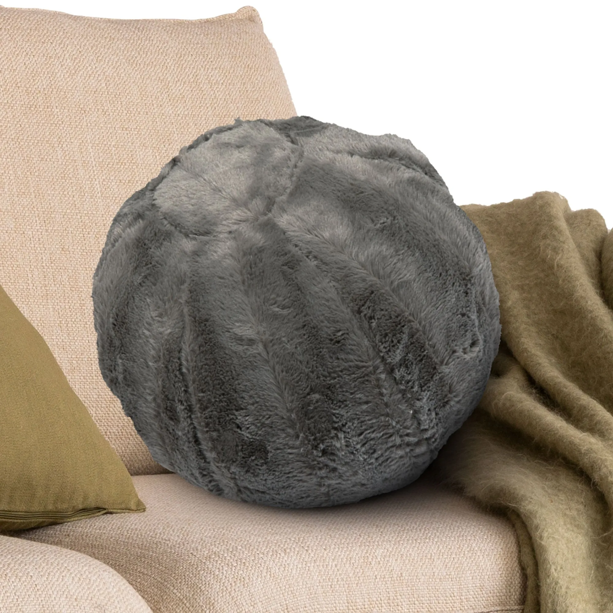 Cheer Collection Ball Throw Pillows for Living Room Decor. Decorative Pillows for Couch - Fluffy Aesthetic Cuddle Pillow with Insert - 10 Round
