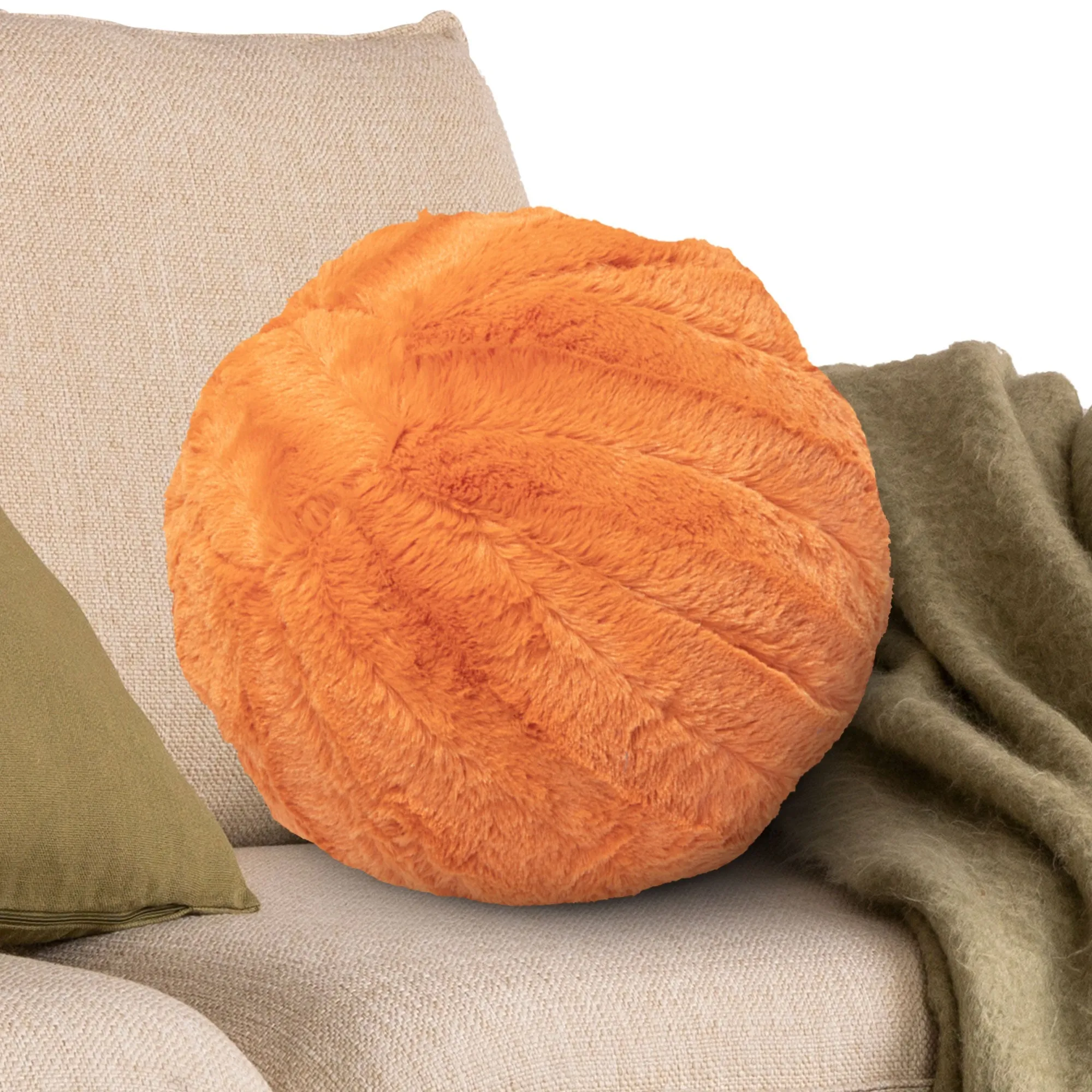 Cheer Collection Ball Throw Pillows for Living Room Decor. Decorative Pillows for Couch - Fluffy Aesthetic Cuddle Pillow with Insert - 10 Round