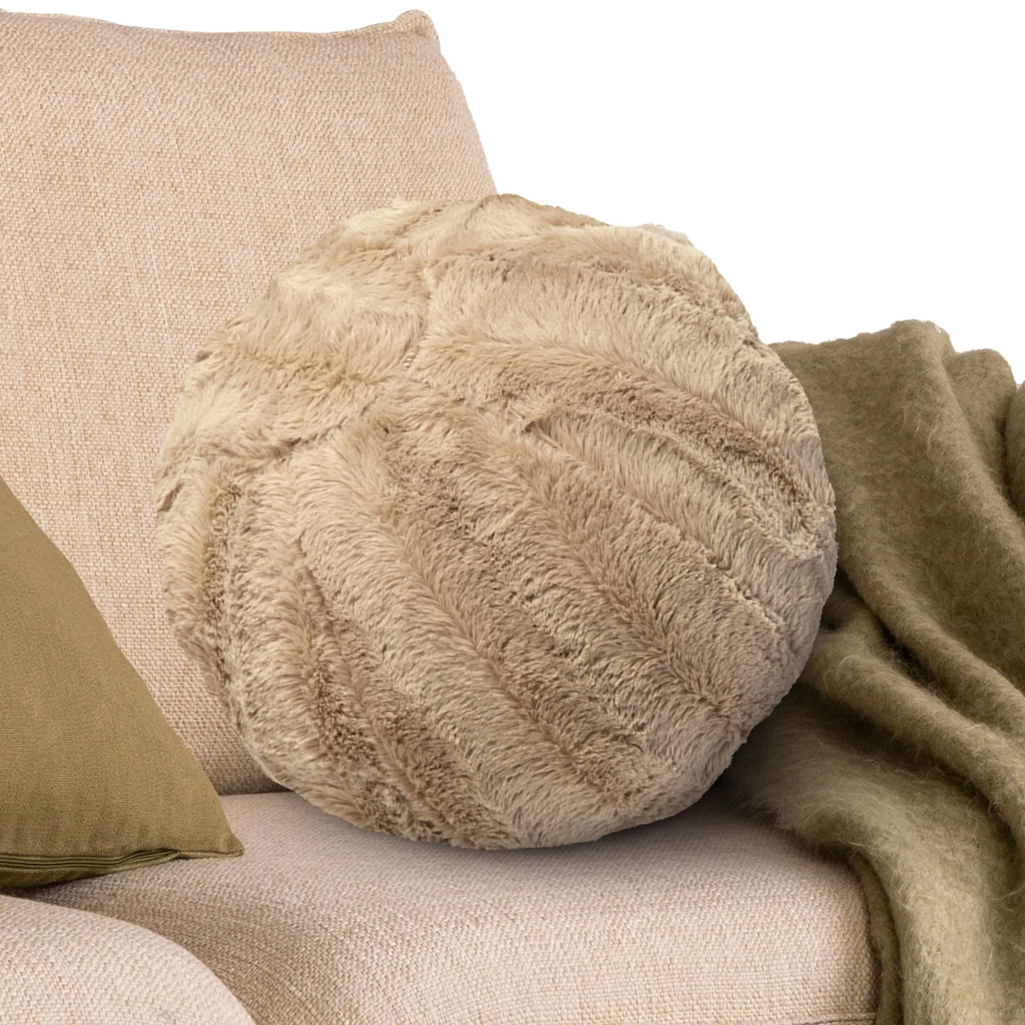 Cheer Collection Ball Throw Pillows for Living Room Decor. Decorative Pillows for Couch - Fluffy Aesthetic Cuddle Pillow with Insert - 10 Round