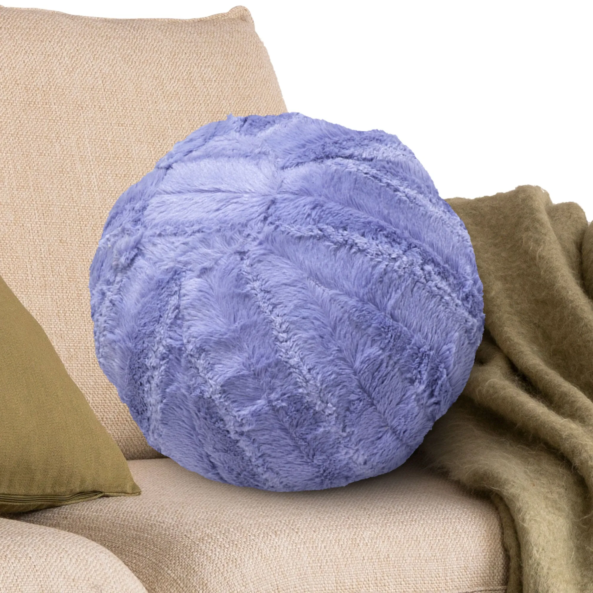 Cheer Collection Ball Throw Pillows for Living Room Decor. Decorative Pillows for Couch - Fluffy Aesthetic Cuddle Pillow with Insert - 10 Round
