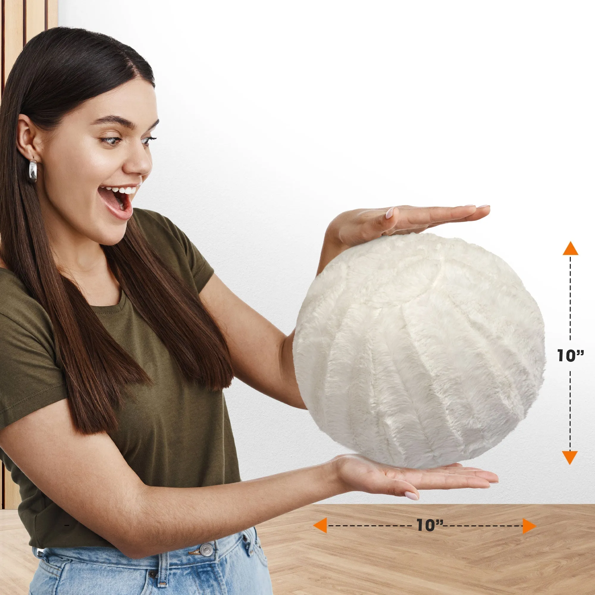 Cheer Collection Ball Throw Pillows for Living Room Decor. Decorative Pillows for Couch - Fluffy Aesthetic Cuddle Pillow with Insert - 10 Round