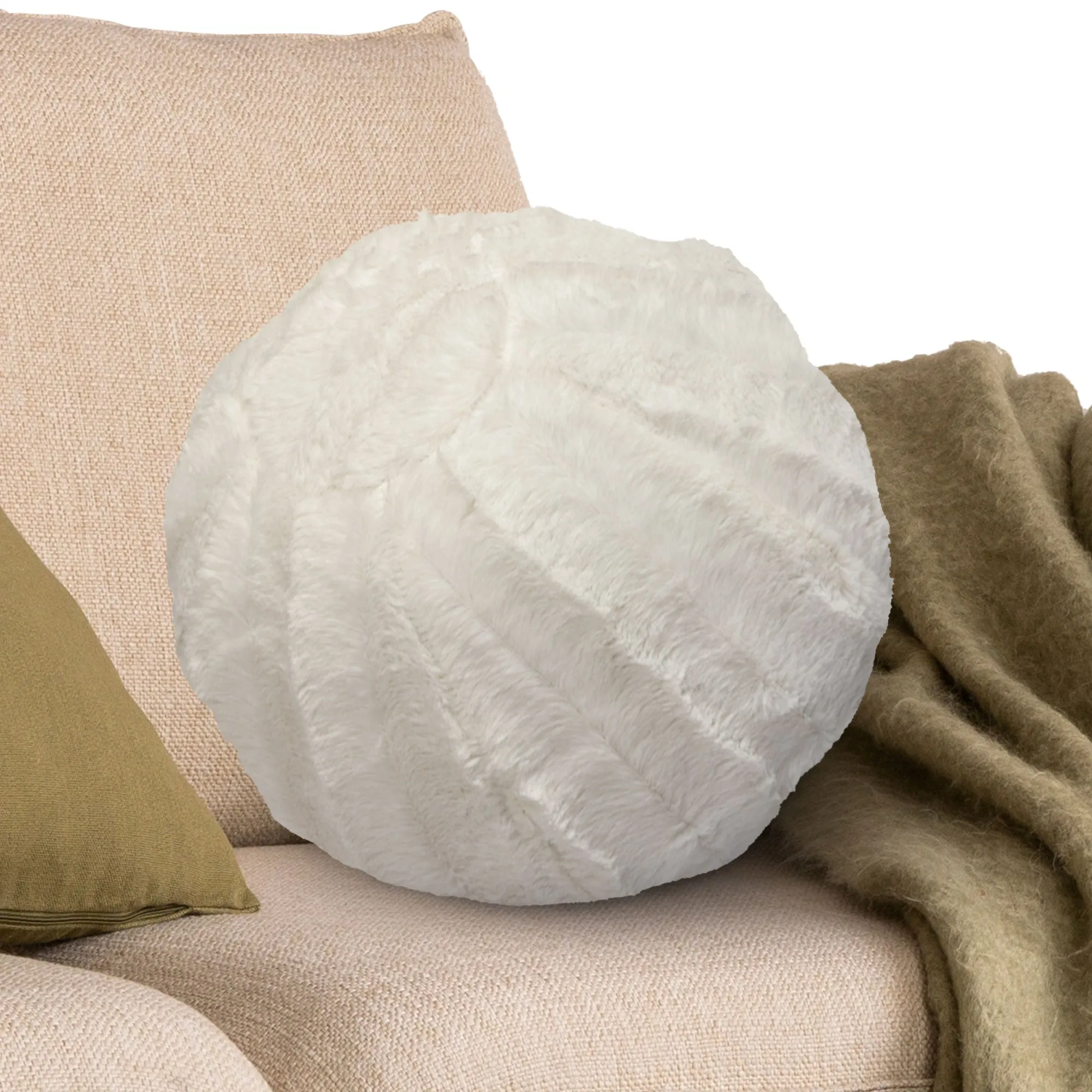 Cheer Collection Ball Throw Pillows for Living Room Decor. Decorative Pillows for Couch - Fluffy Aesthetic Cuddle Pillow with Insert - 10 Round