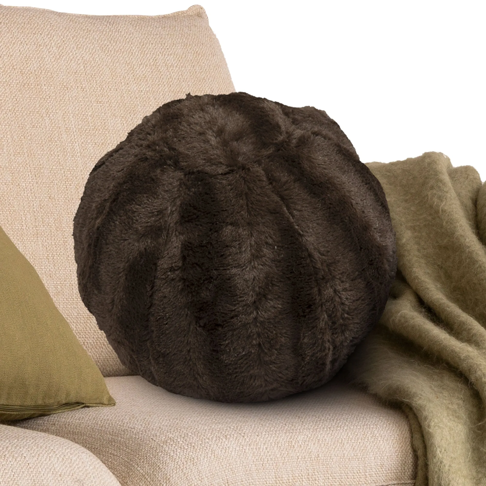 Cheer Collection Ball Throw Pillows for Living Room Decor. Decorative Pillows for Couch - Fluffy Aesthetic Cuddle Pillow with Insert - 10 Round