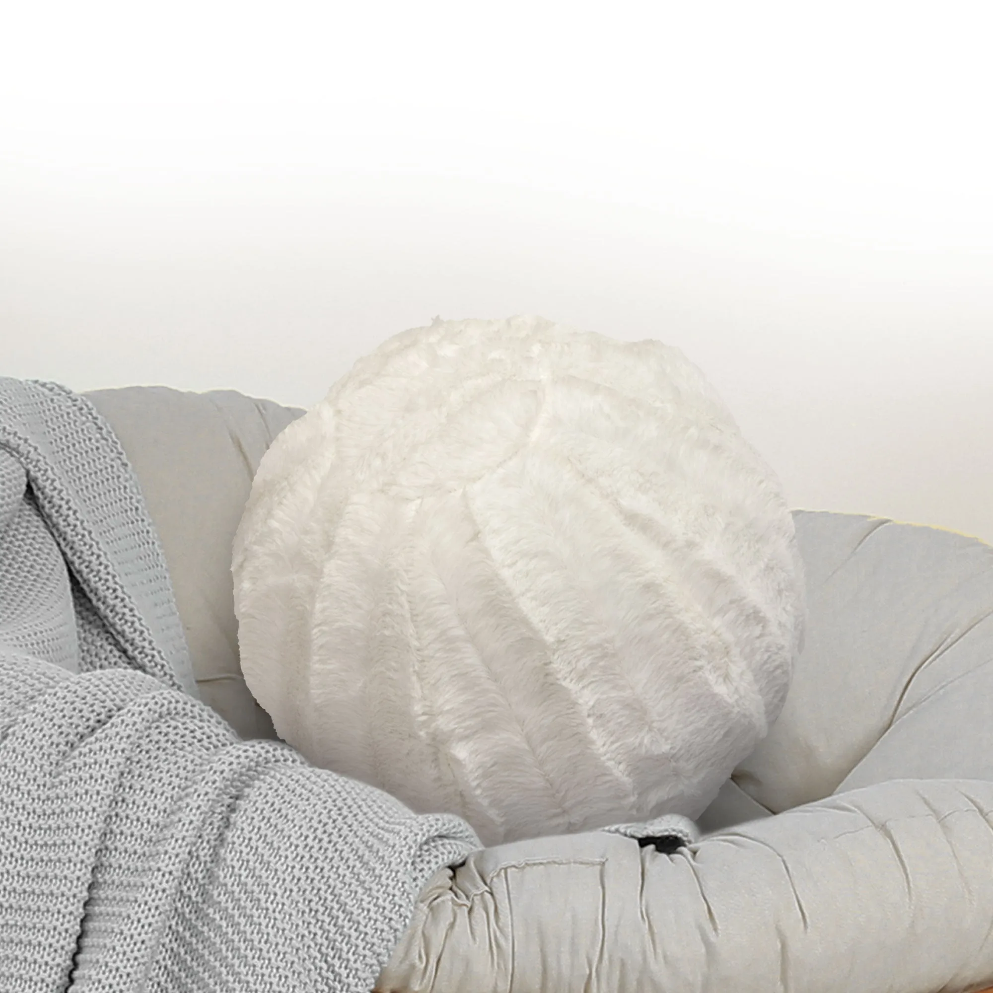 Cheer Collection Ball Throw Pillows for Living Room Decor. Decorative Pillows for Couch - Fluffy Aesthetic Cuddle Pillow with Insert - 10 Round