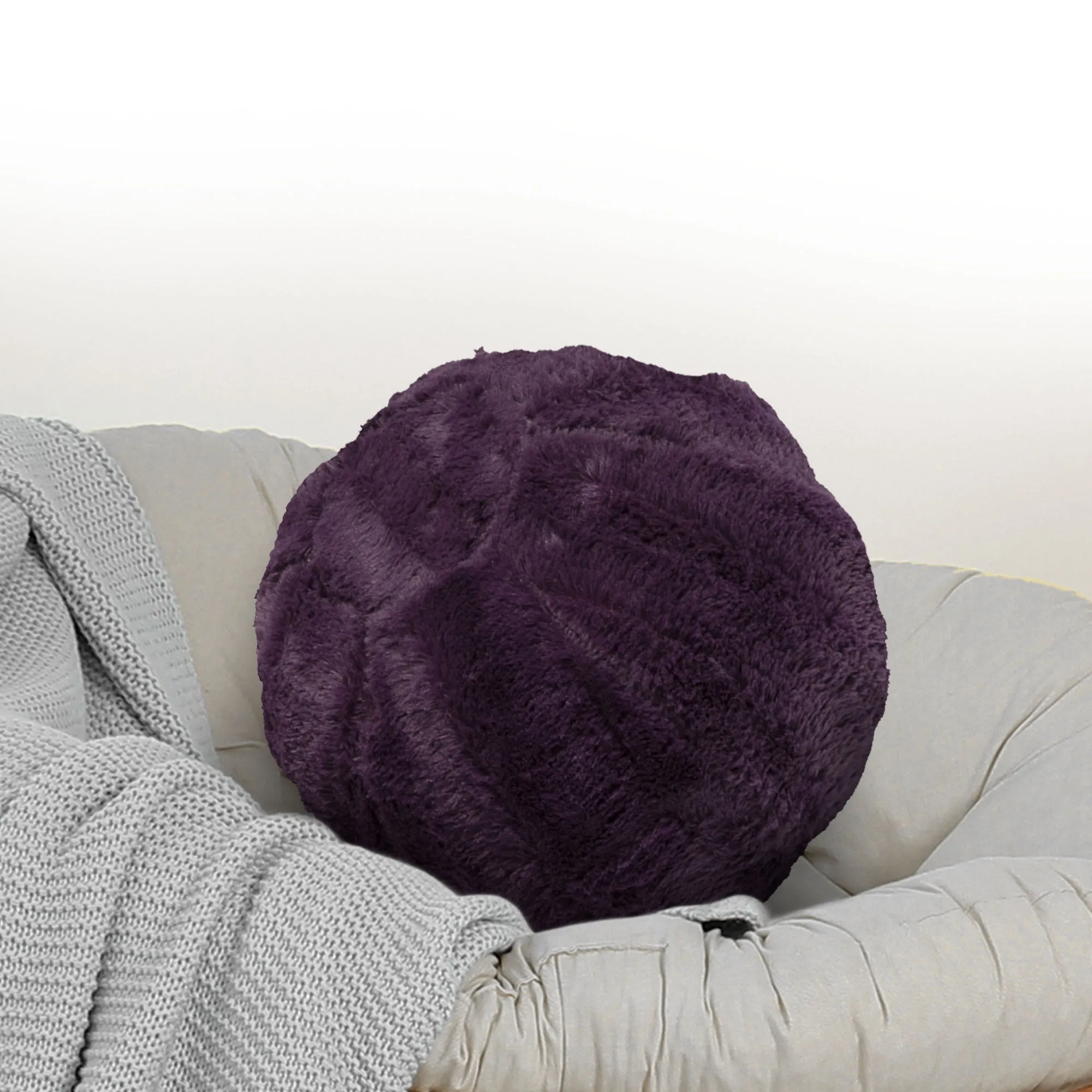 Cheer Collection Ball Throw Pillows for Living Room Decor. Decorative Pillows for Couch - Fluffy Aesthetic Cuddle Pillow with Insert - 10 Round