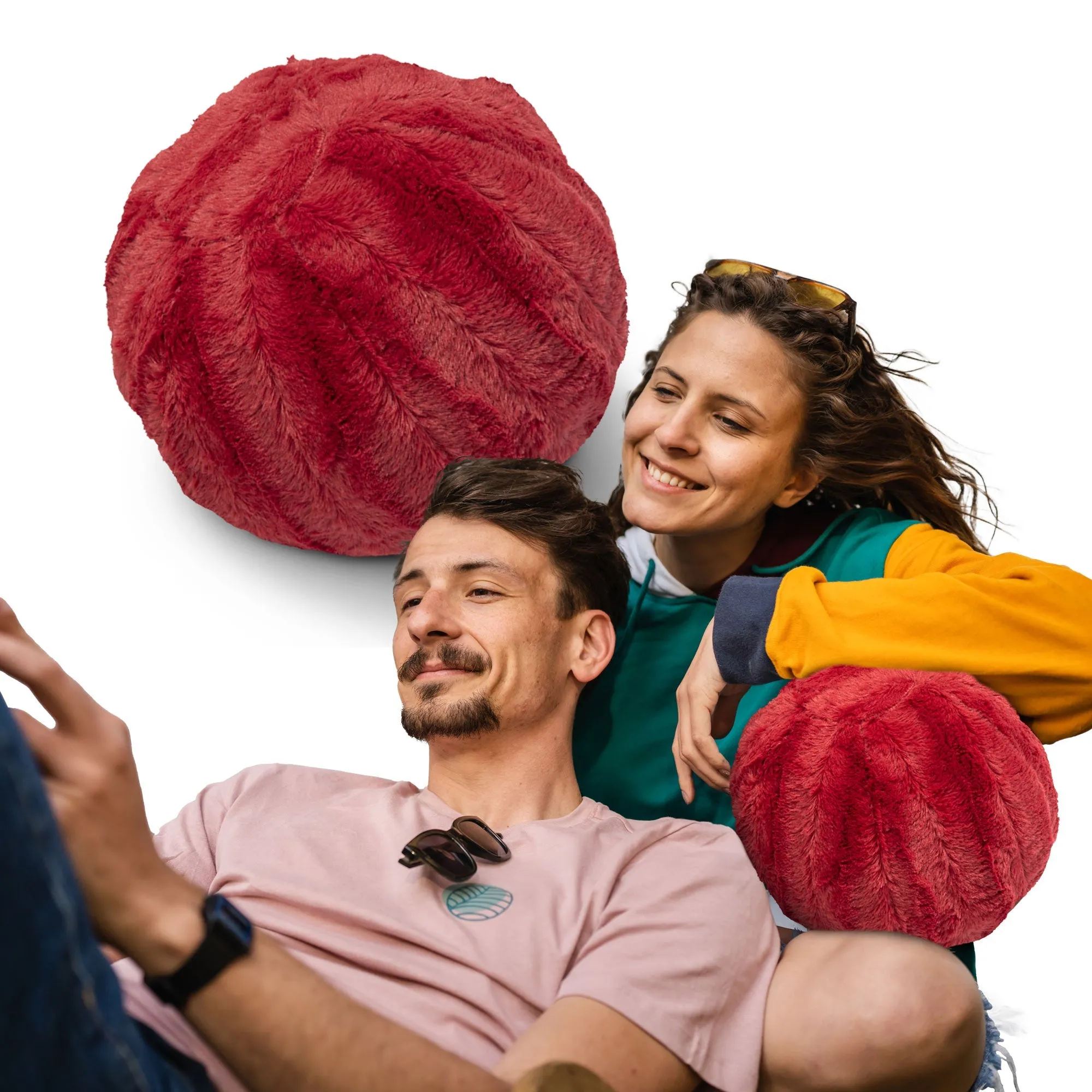 Cheer Collection Ball Throw Pillows for Living Room Decor. Decorative Pillows for Couch - Fluffy Aesthetic Cuddle Pillow with Insert - 10 Round