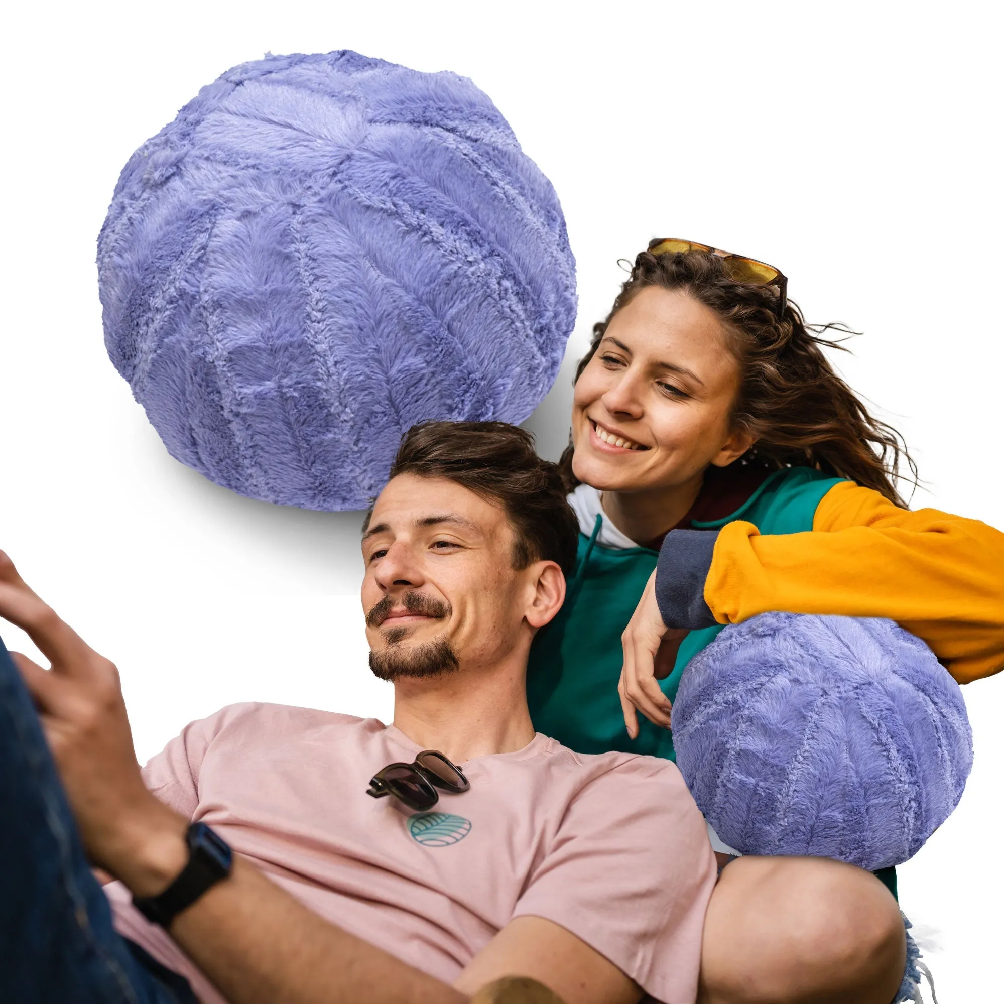 Cheer Collection Ball Throw Pillows for Living Room Decor. Decorative Pillows for Couch - Fluffy Aesthetic Cuddle Pillow with Insert - 10 Round