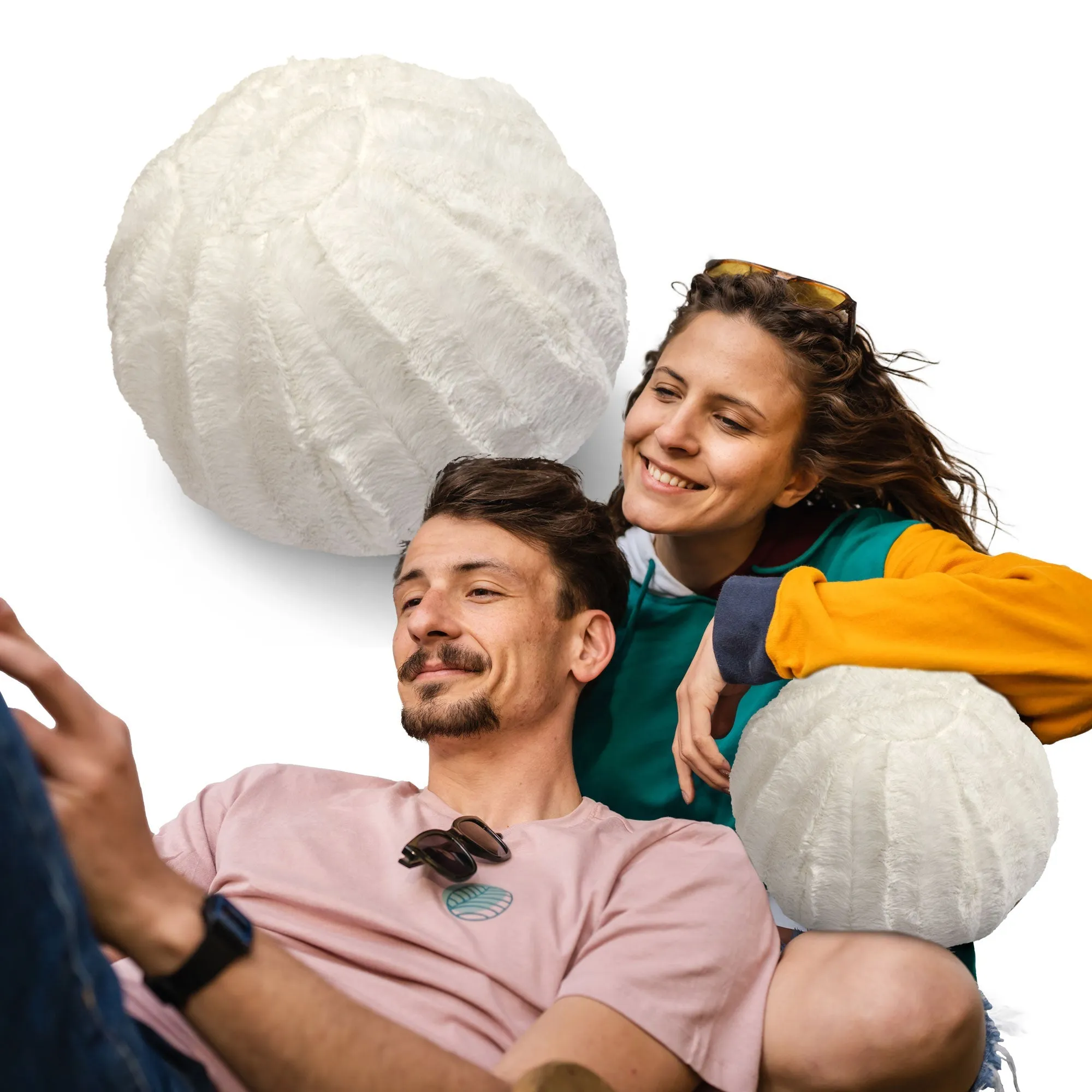 Cheer Collection Ball Throw Pillows for Living Room Decor. Decorative Pillows for Couch - Fluffy Aesthetic Cuddle Pillow with Insert - 10 Round