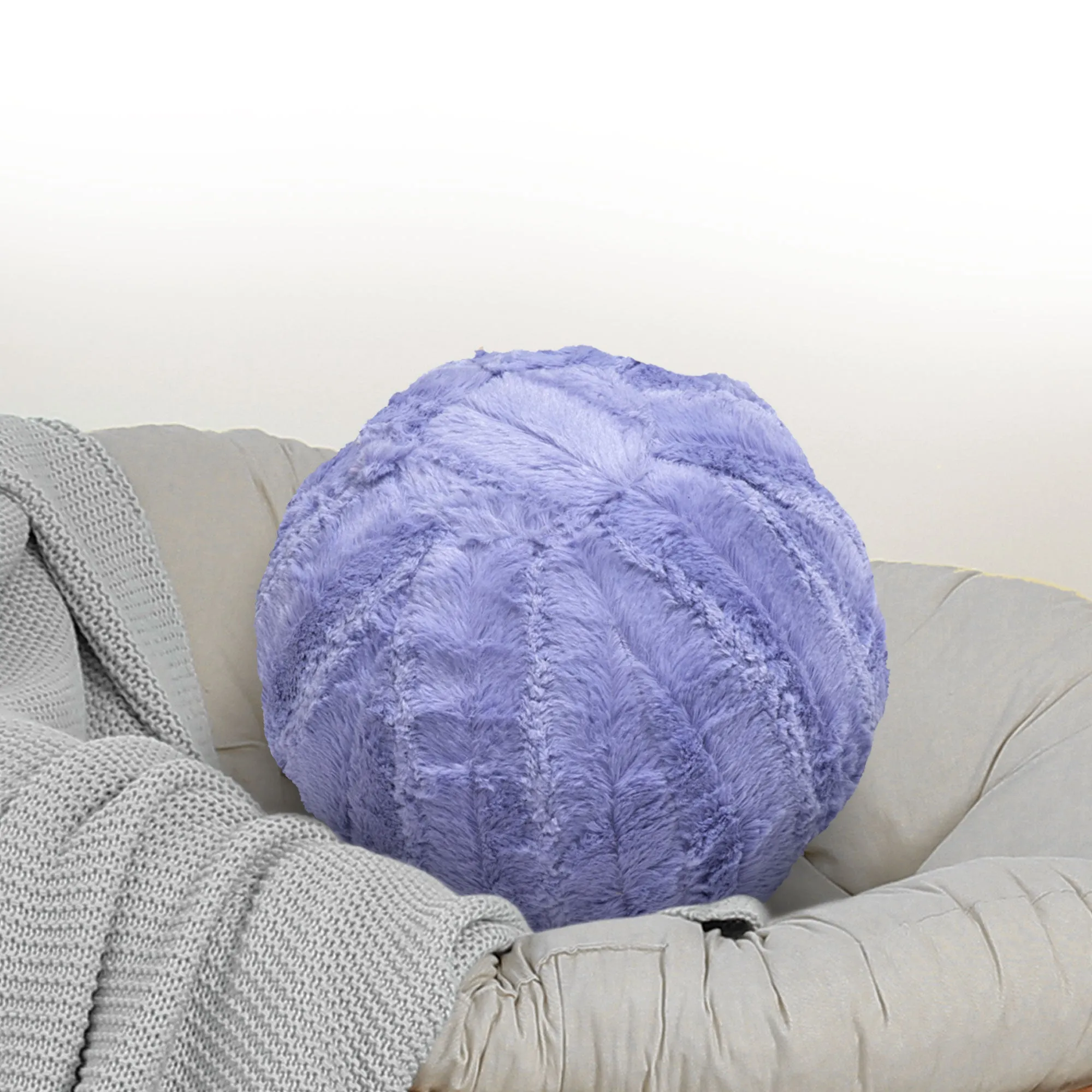Cheer Collection Ball Throw Pillows for Living Room Decor. Decorative Pillows for Couch - Fluffy Aesthetic Cuddle Pillow with Insert - 10 Round