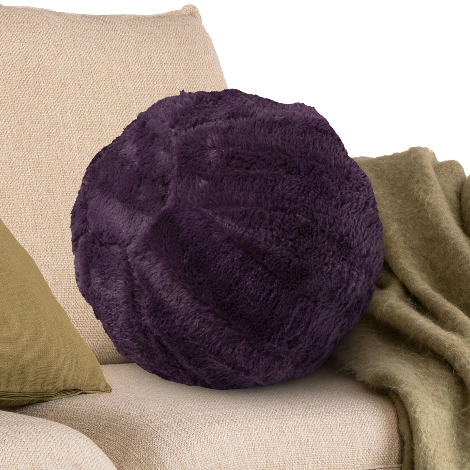 Cheer Collection Ball Throw Pillows for Living Room Decor. Decorative Pillows for Couch - Fluffy Aesthetic Cuddle Pillow with Insert - 10 Round