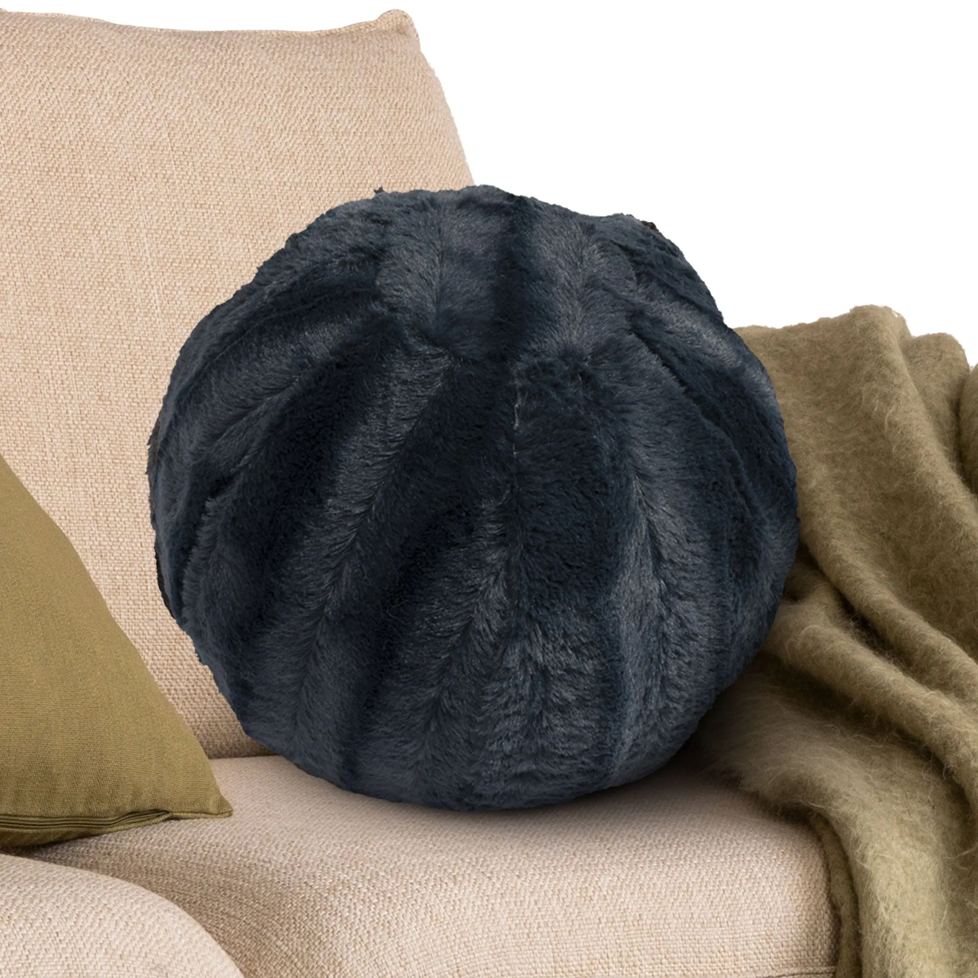Cheer Collection Ball Throw Pillows for Living Room Decor. Decorative Pillows for Couch - Fluffy Aesthetic Cuddle Pillow with Insert - 10 Round