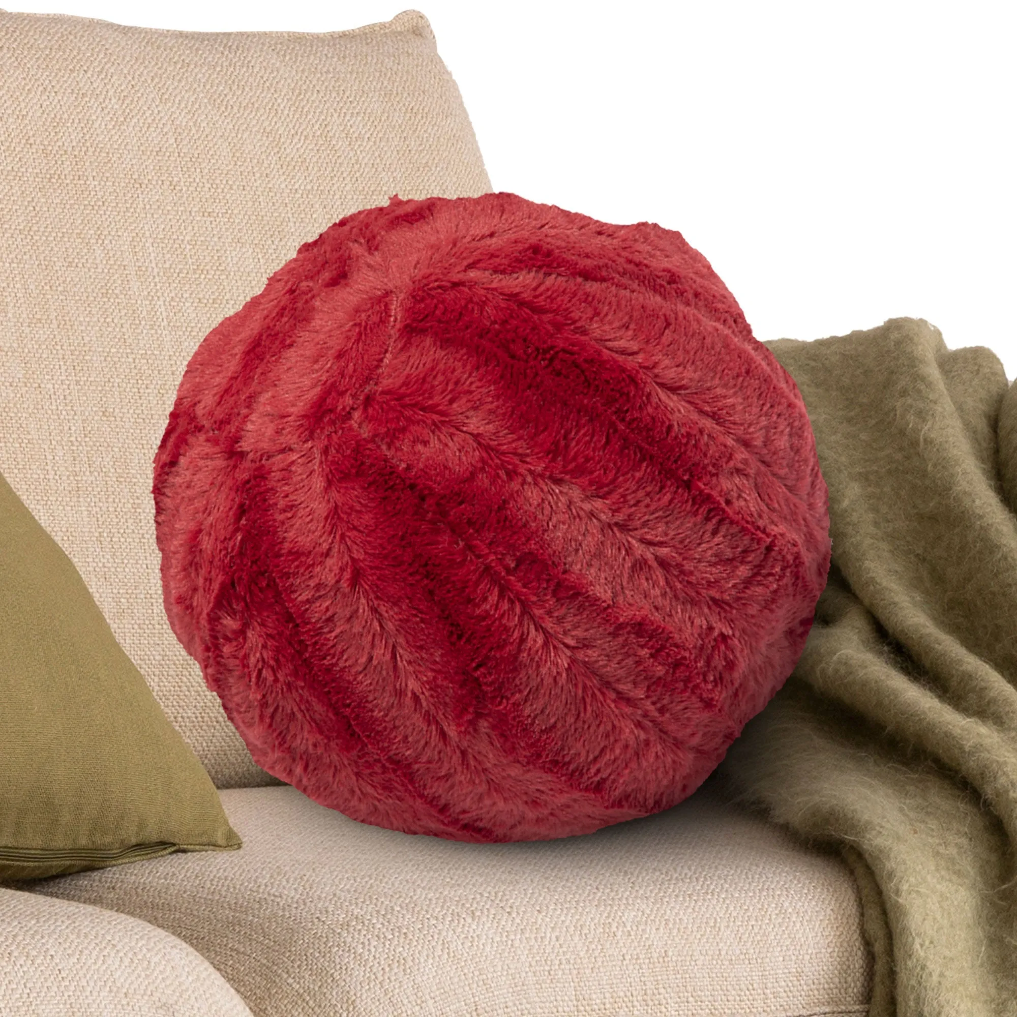 Cheer Collection Ball Throw Pillows for Living Room Decor. Decorative Pillows for Couch - Fluffy Aesthetic Cuddle Pillow with Insert - 10 Round