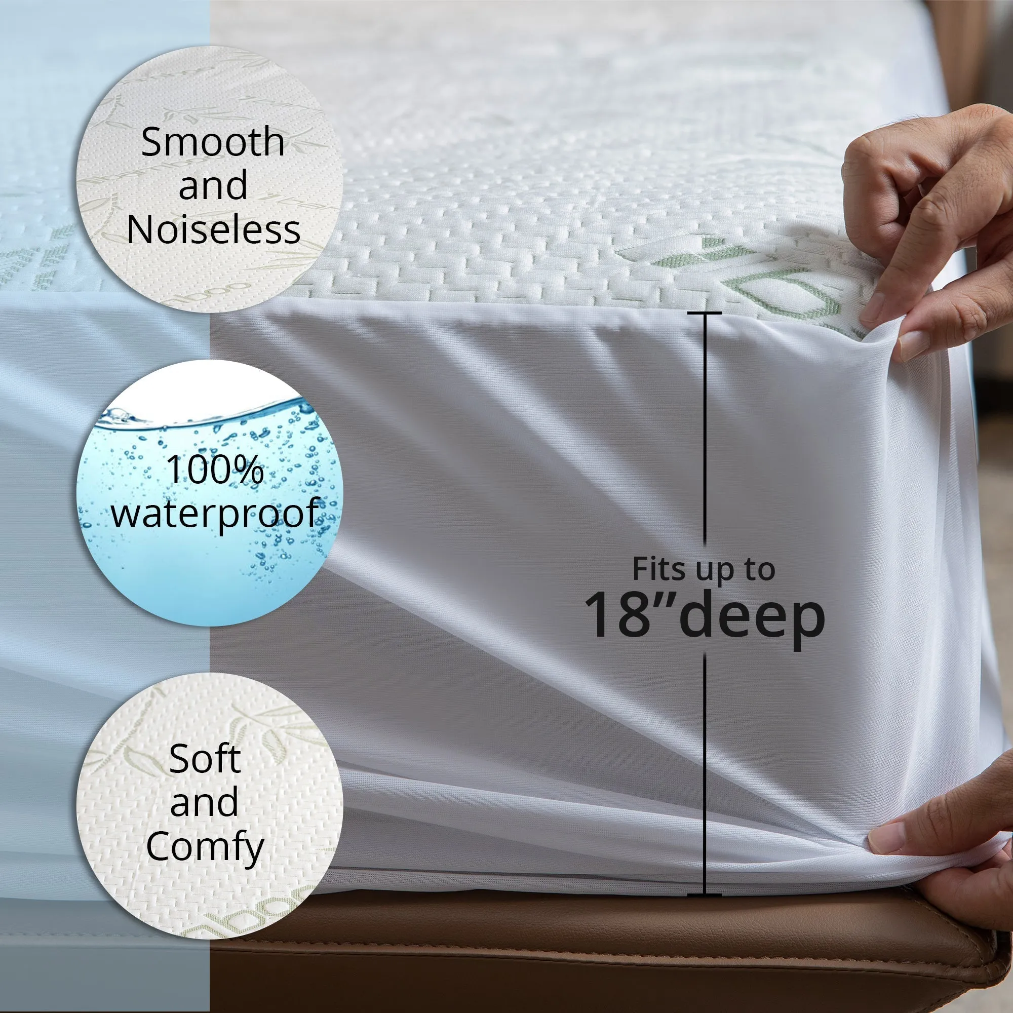 Cheer Collection Bamboo Waterproof Mattress Protector. Full