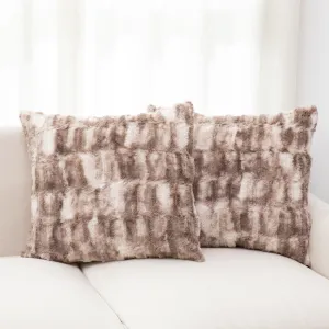 Cheer Collection Decorative Faux Fur Throw Pillow with Inserts  Luxuriously Soft Bamboo Design Accent Pillows  18 x 18 - Set of 2