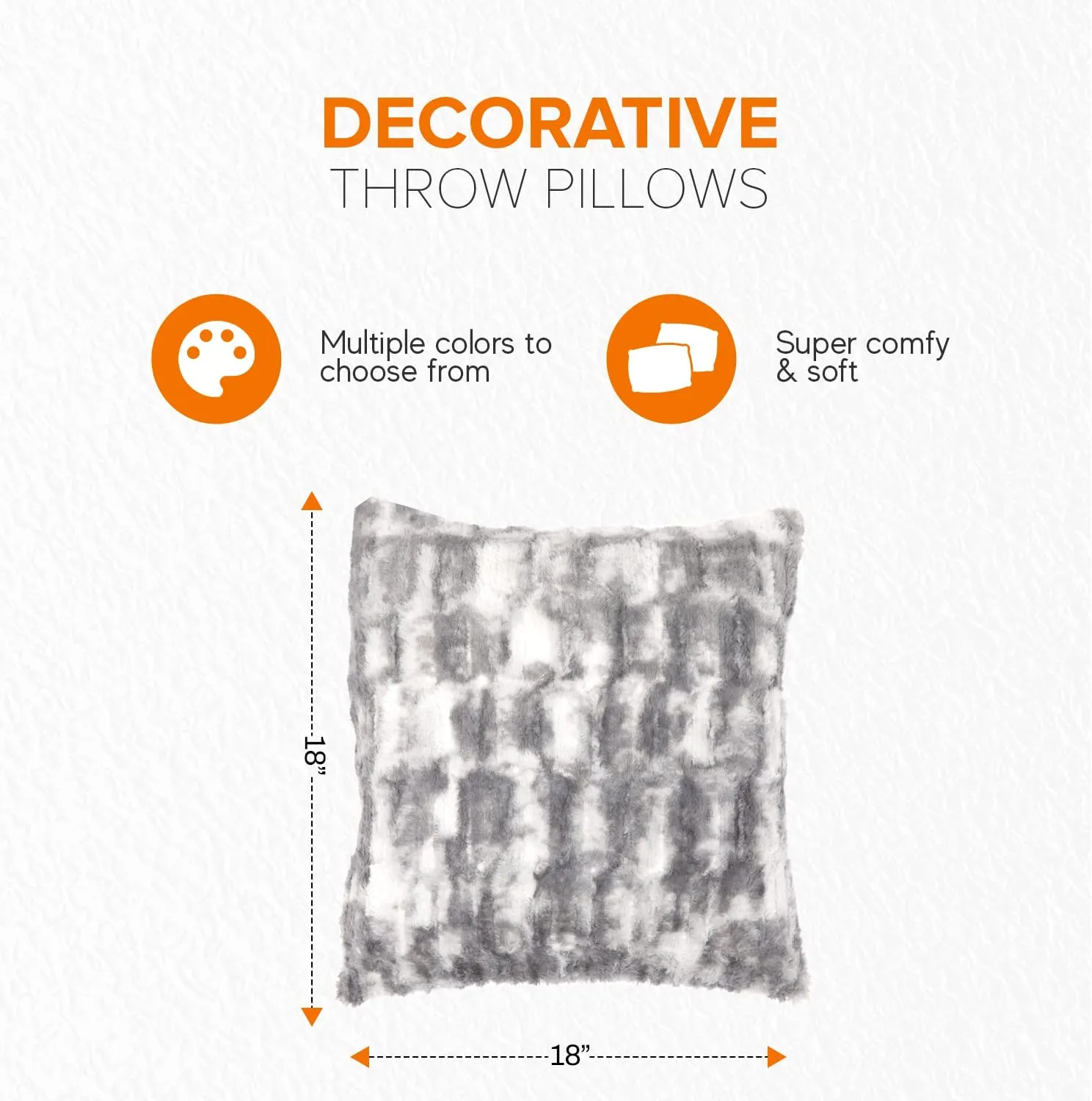 Cheer Collection Decorative Faux Fur Throw Pillow with Inserts  Luxuriously Soft Bamboo Design Accent Pillows  18 x 18 - Set of 2