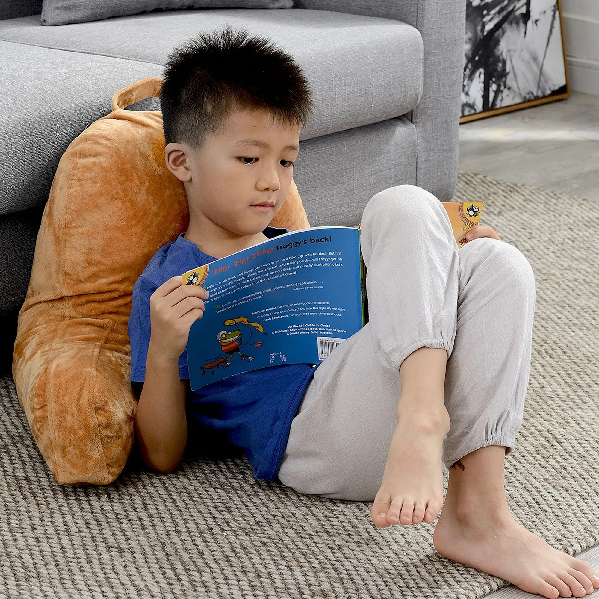 Cheer Collection Kids Size Reading Pillow with Arms for Sitting Up in Bed
