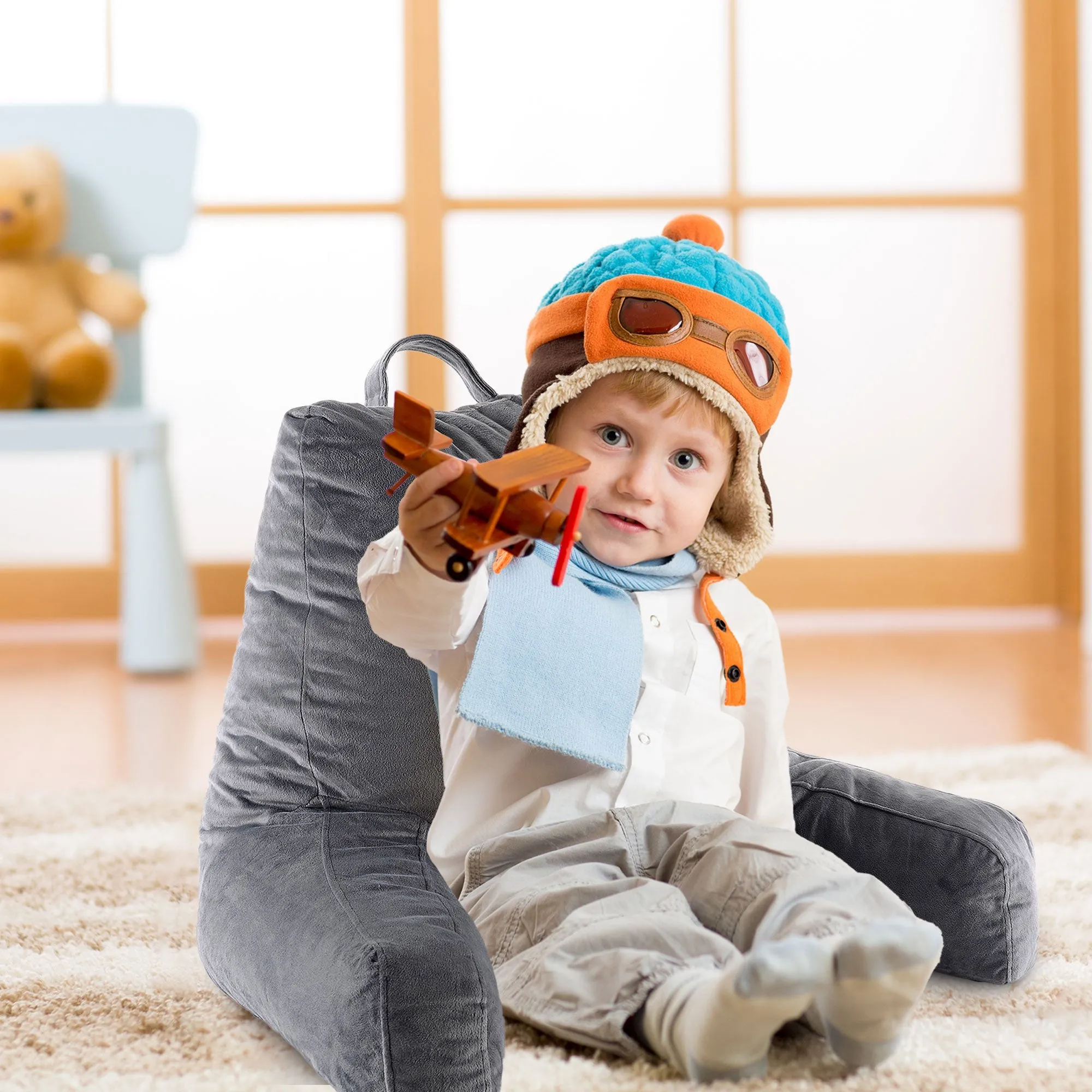 Cheer Collection Kids Size Reading Pillow with Arms for Sitting Up in Bed