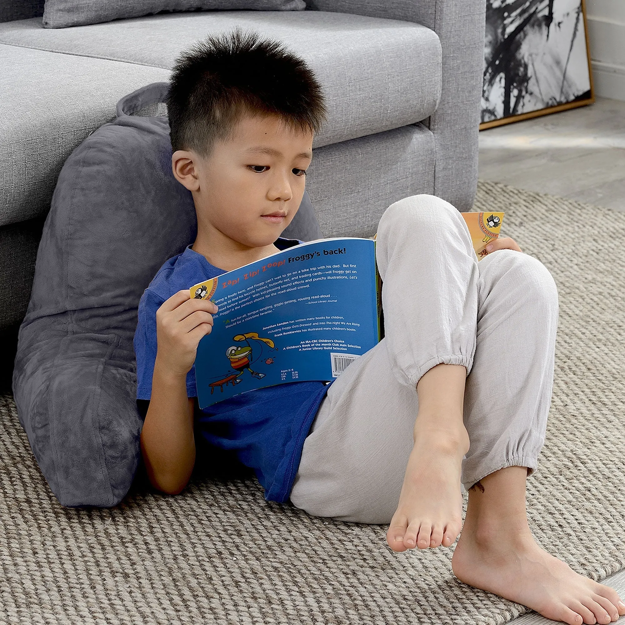 Cheer Collection Kids Size Reading Pillow with Arms for Sitting Up in Bed