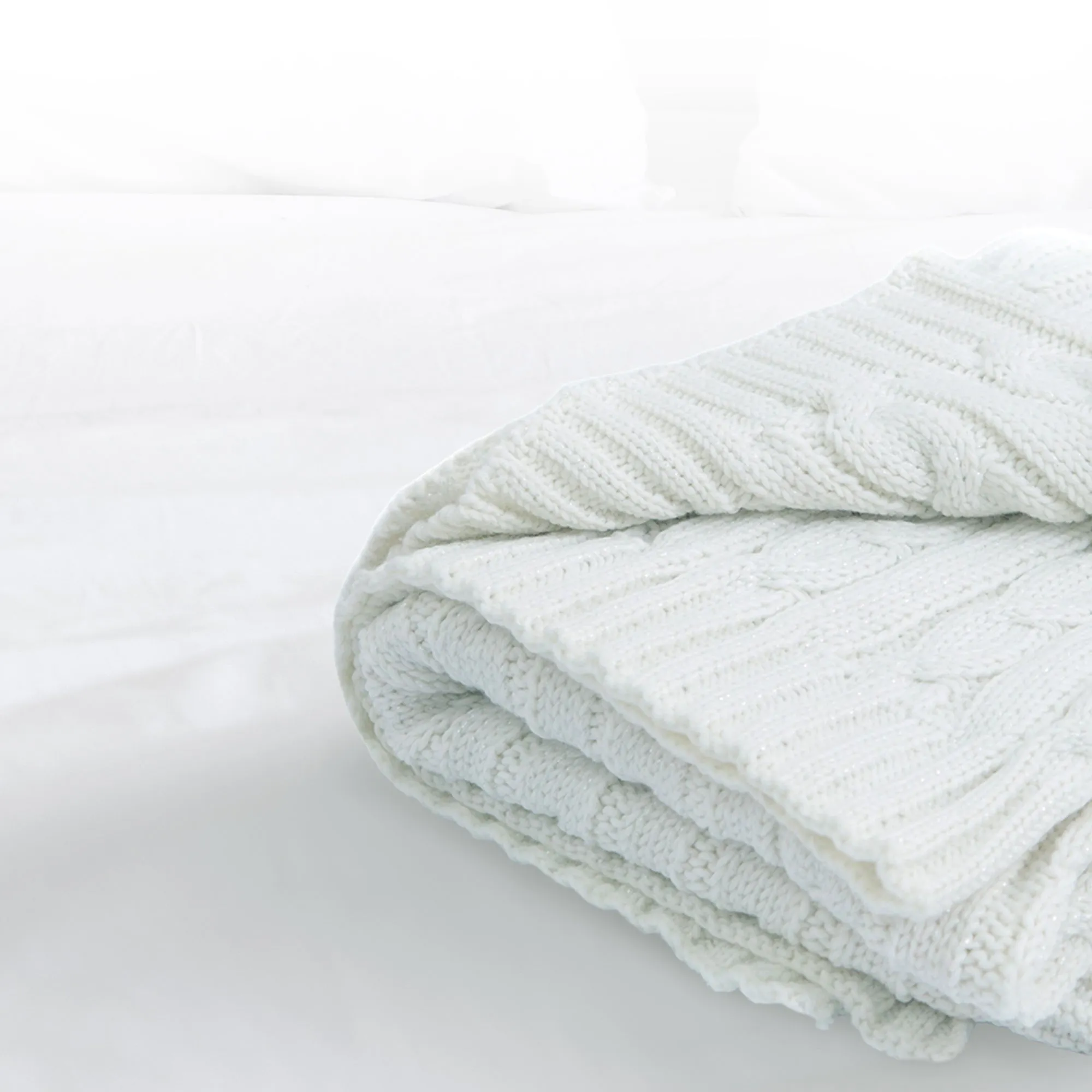 Cheer Collection Knitted Throw Blanket. Soft Cable Knit 100% Acrylic Accent Throw - Ivory. 50 x 60