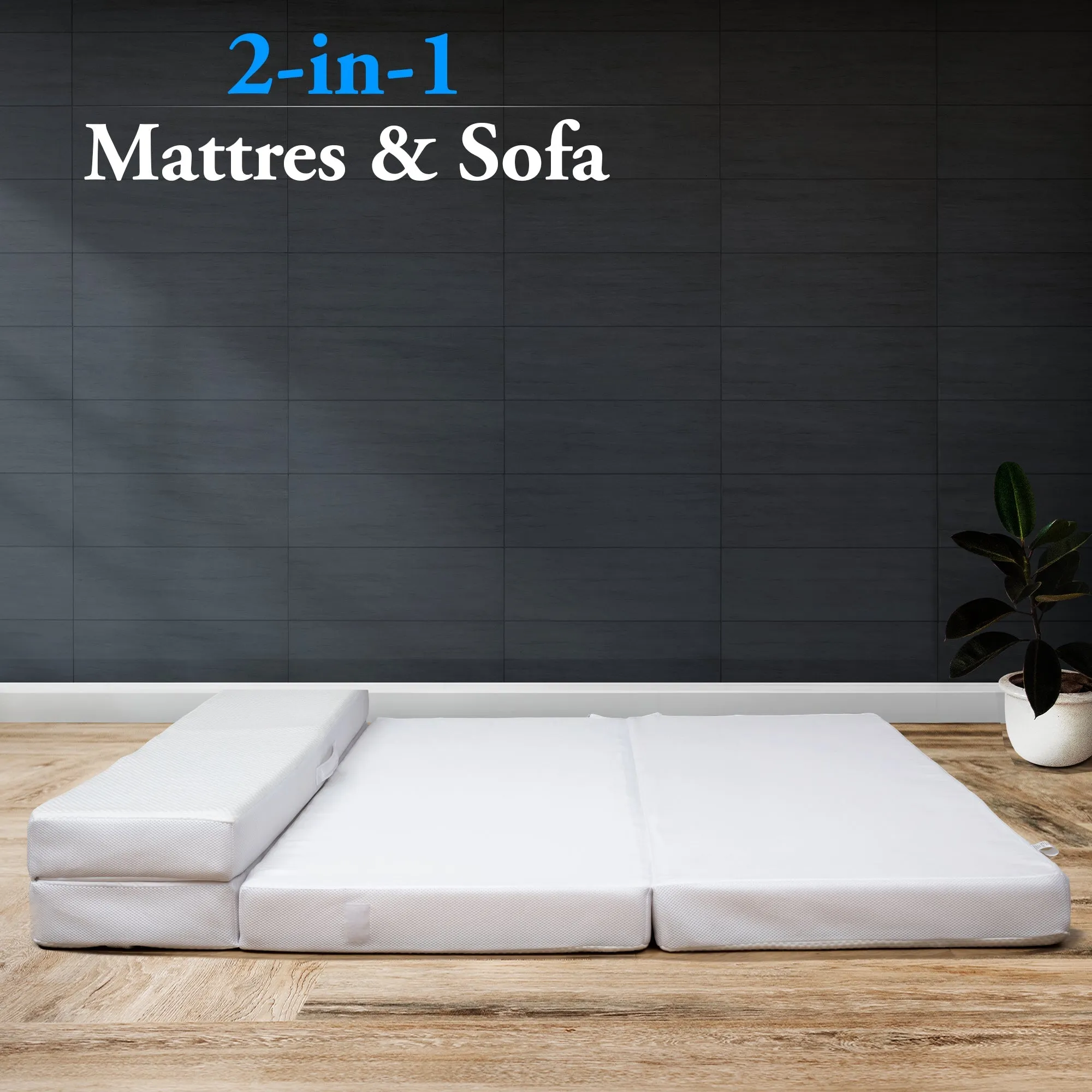 Cheer Collection Memory Foam Folding Mattress. Four Fold Convertible Sofa Bed Couch. 6 Thick Gel Infused
