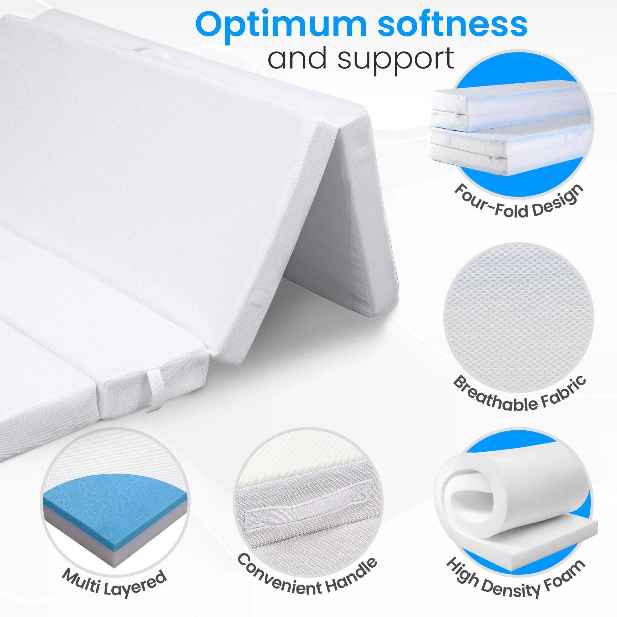 Cheer Collection Memory Foam Folding Mattress. Four Fold Convertible Sofa Bed Couch. 6 Thick Gel Infused