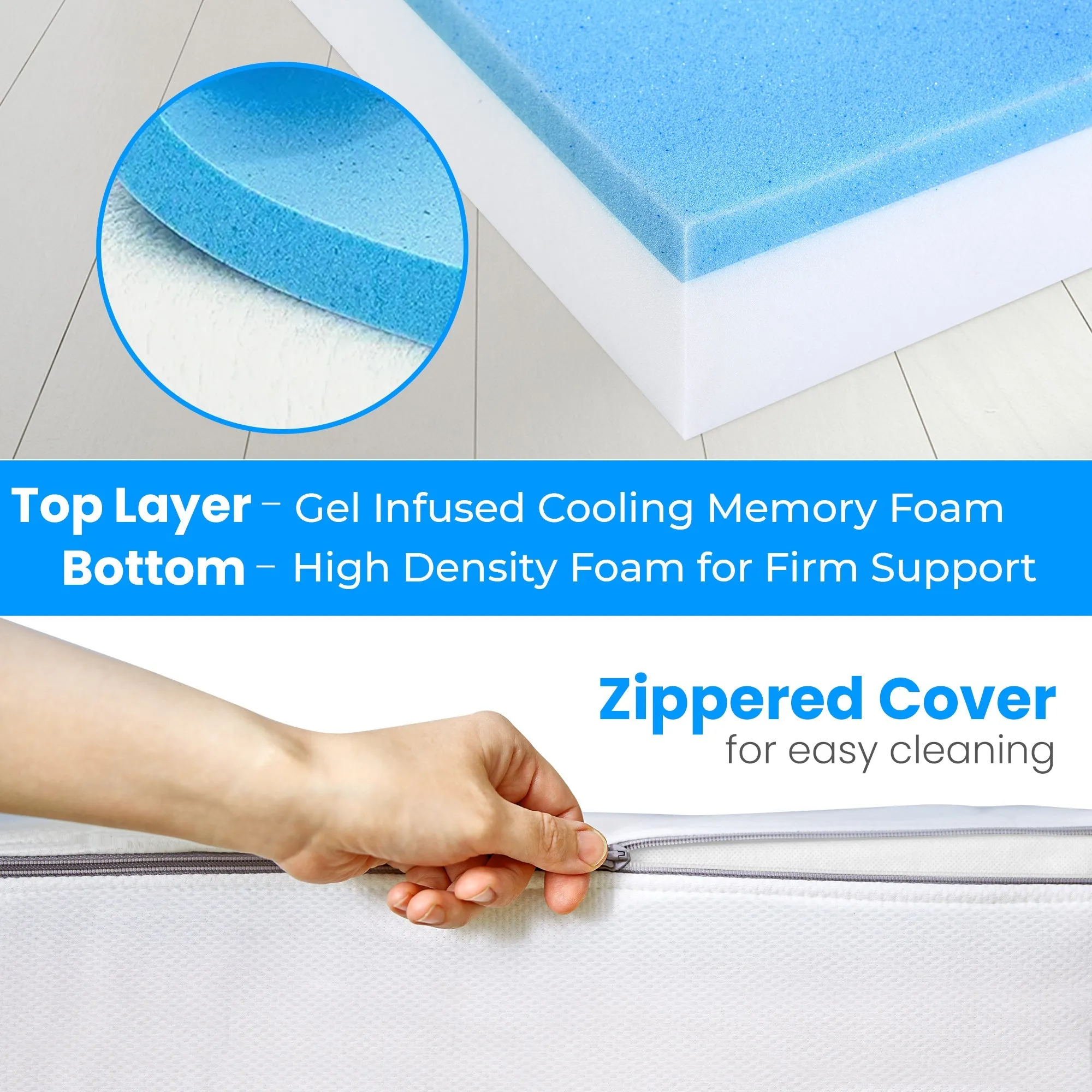 Cheer Collection Memory Foam Folding Mattress. Four Fold Convertible Sofa Bed Couch. 6 Thick Gel Infused
