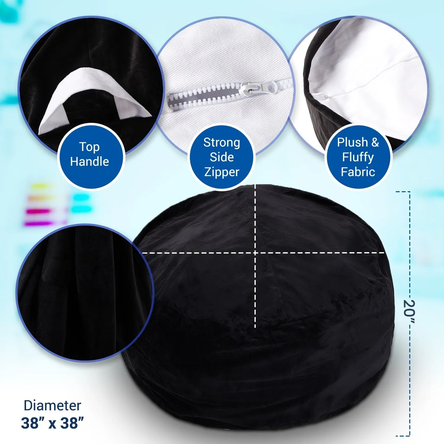 Cheer Collection Microplush Storage Bag. Kids Plush Toy Storage Organizer and Bean Bag Chair
