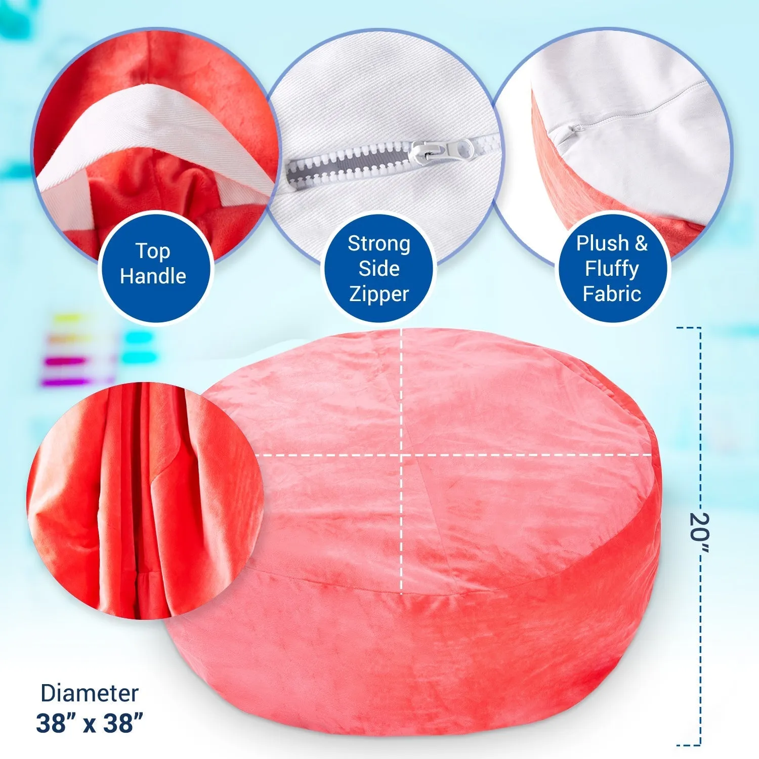 Cheer Collection Microplush Storage Bag. Kids Plush Toy Storage Organizer and Bean Bag Chair