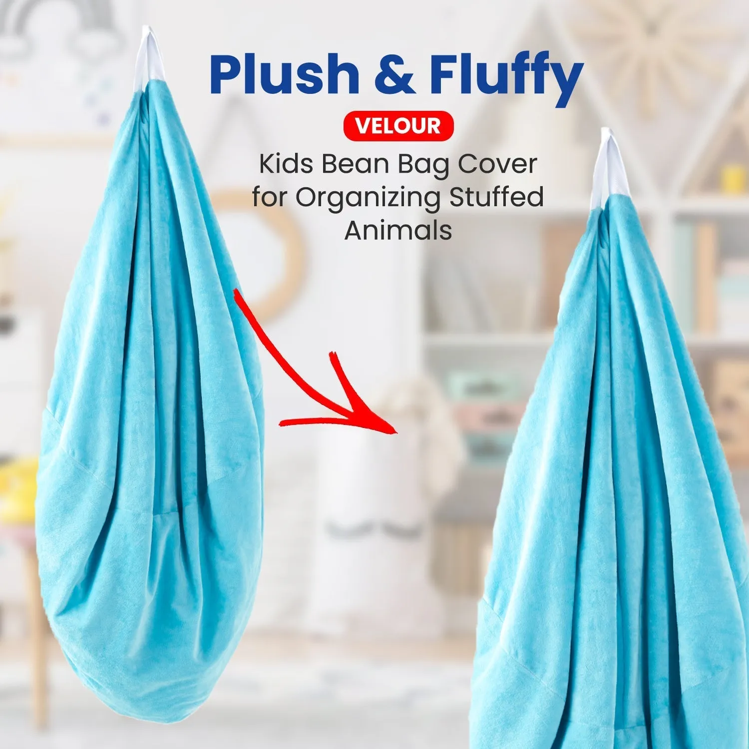 Cheer Collection Microplush Storage Bag. Kids Plush Toy Storage Organizer and Bean Bag Chair
