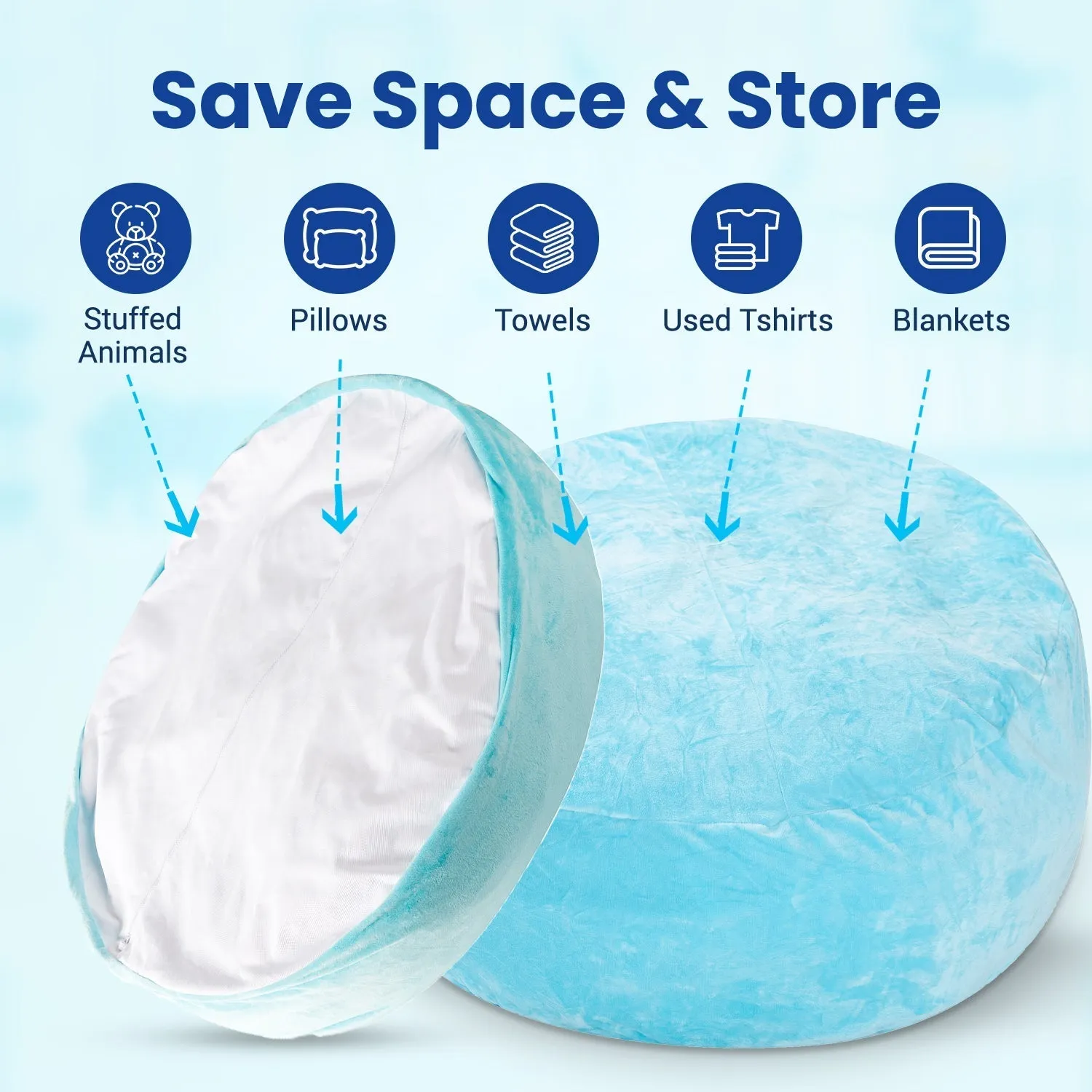 Cheer Collection Microplush Storage Bag. Kids Plush Toy Storage Organizer and Bean Bag Chair