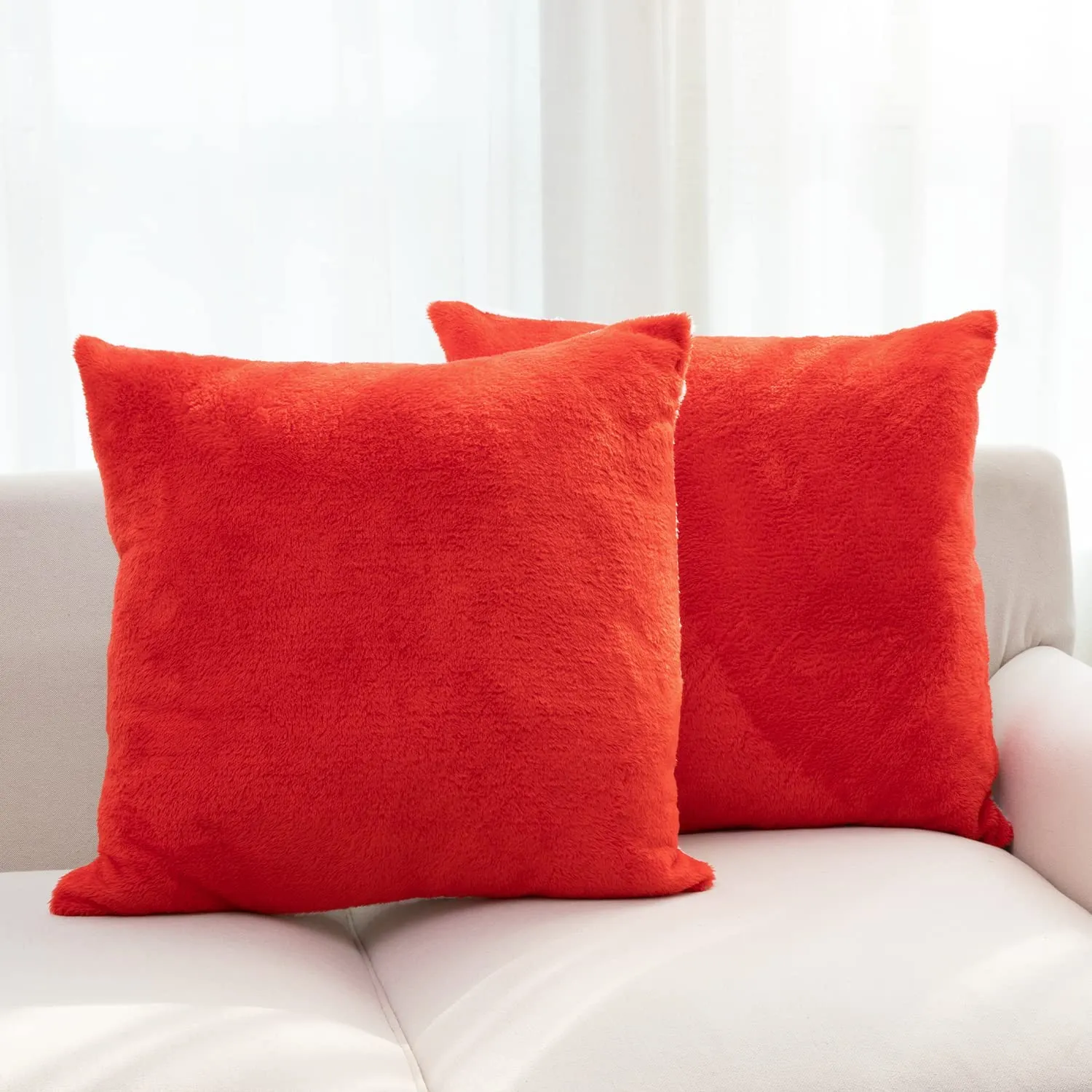 Cheer Collection Microsherpa Throw Pillow - Ultra Soft and Fluffy. Elegant Home Decor. Velvet Stylish Accent Pillows - 18 x 18 - Set of 2