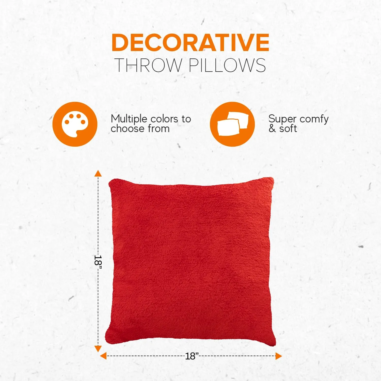 Cheer Collection Microsherpa Throw Pillow - Ultra Soft and Fluffy. Elegant Home Decor. Velvet Stylish Accent Pillows - 18 x 18 - Set of 2