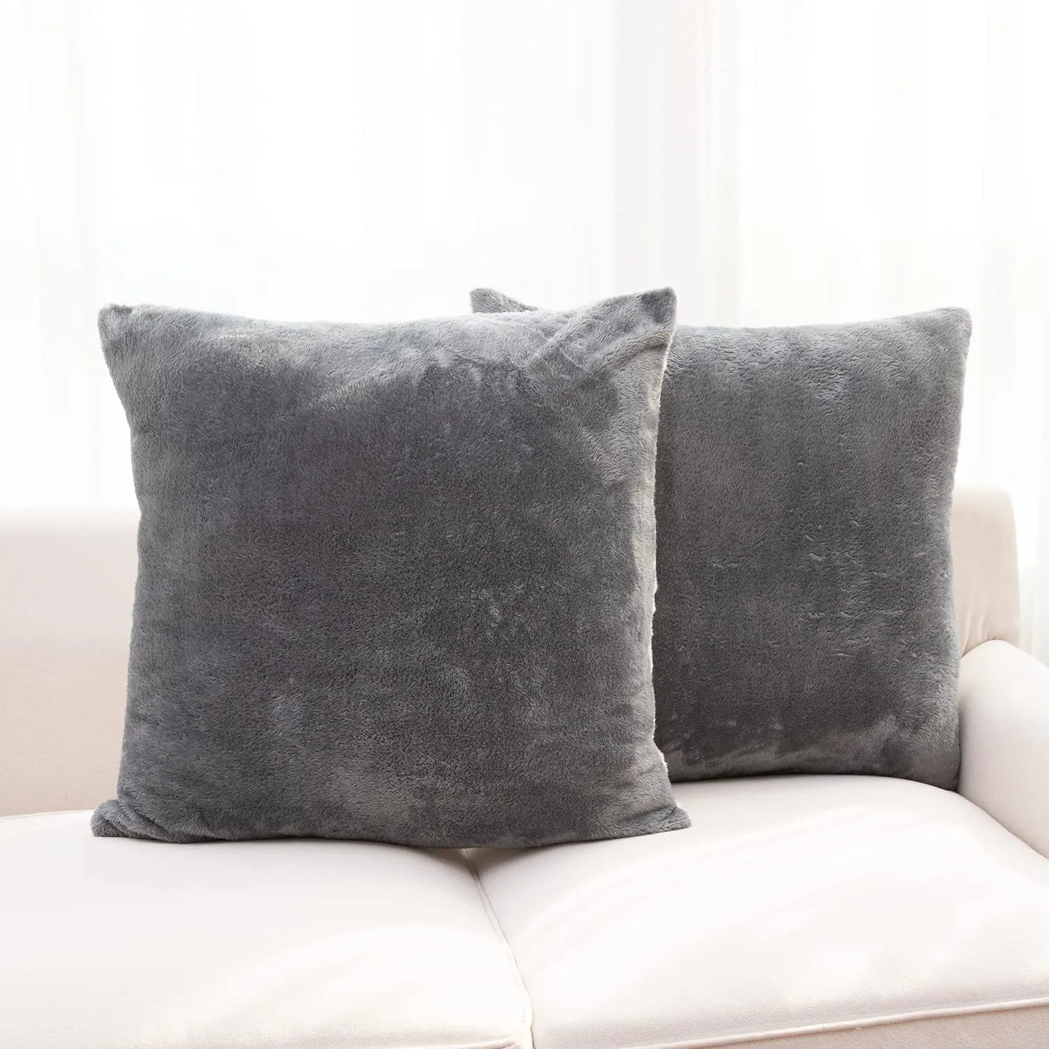 Cheer Collection Microsherpa Throw Pillow - Ultra Soft and Fluffy. Elegant Home Decor. Velvet Stylish Accent Pillows - 18 x 18 - Set of 2
