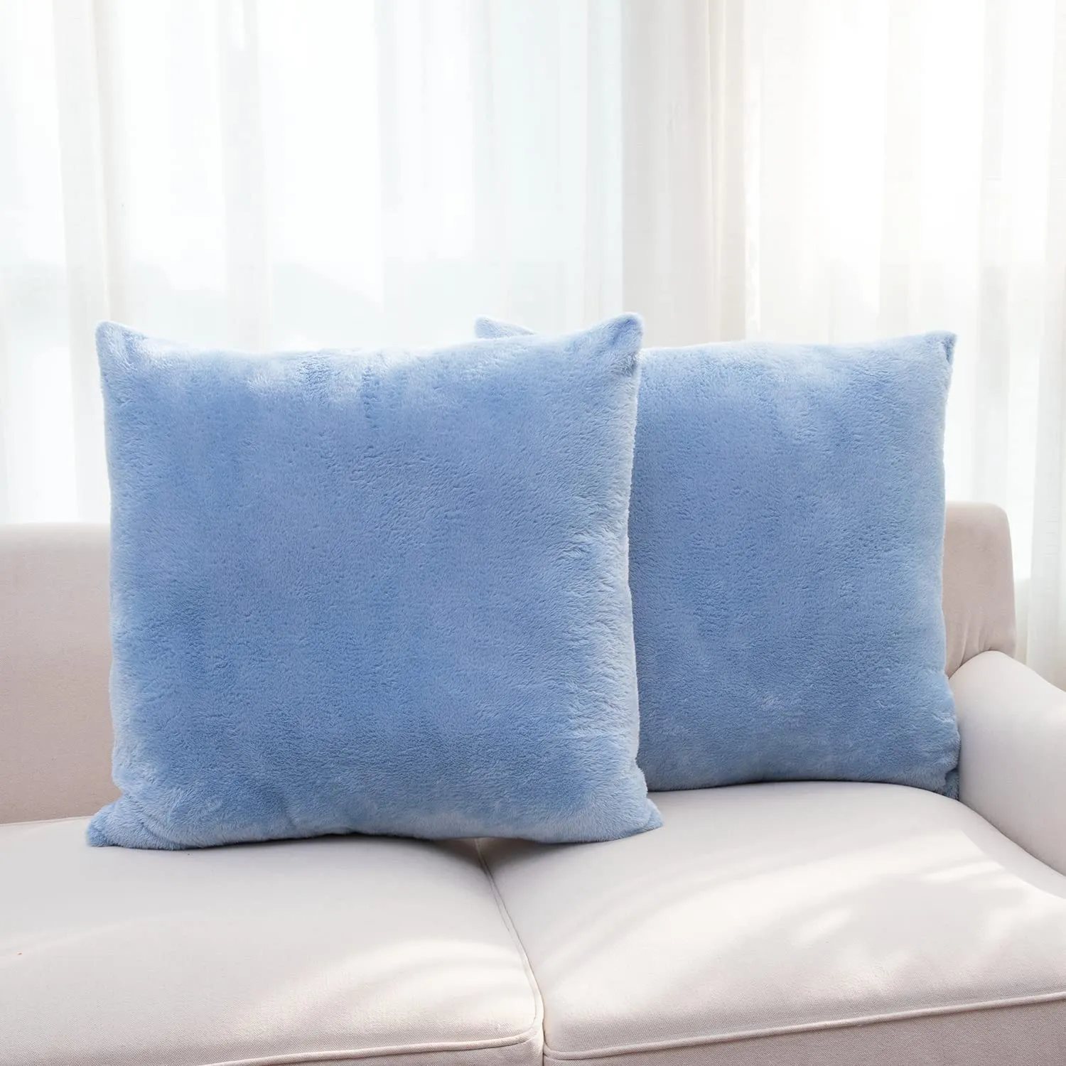 Cheer Collection Microsherpa Throw Pillow - Ultra Soft and Fluffy. Elegant Home Decor. Velvet Stylish Accent Pillows - 18 x 18 - Set of 2