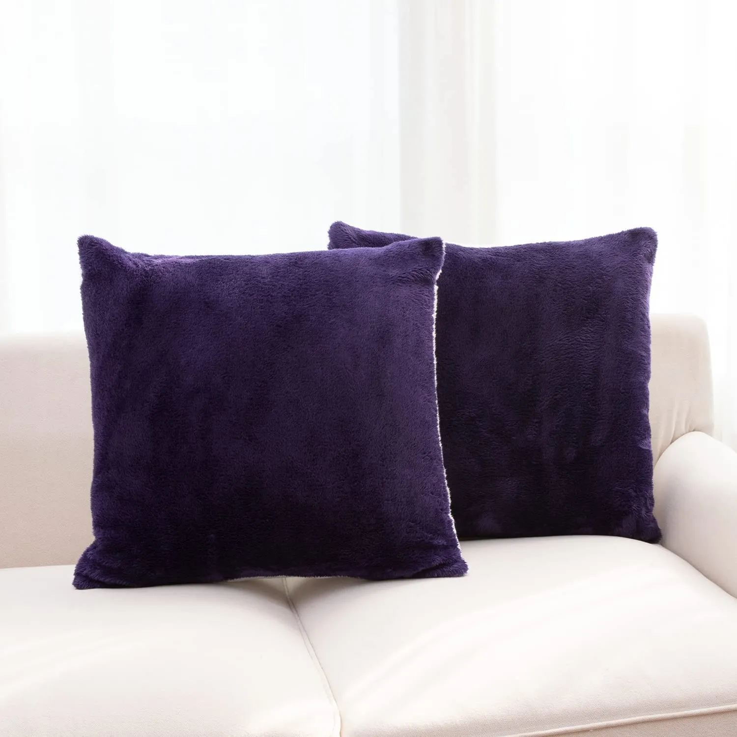 Cheer Collection Microsherpa Throw Pillow - Ultra Soft and Fluffy. Elegant Home Decor. Velvet Stylish Accent Pillows - 18 x 18 - Set of 2