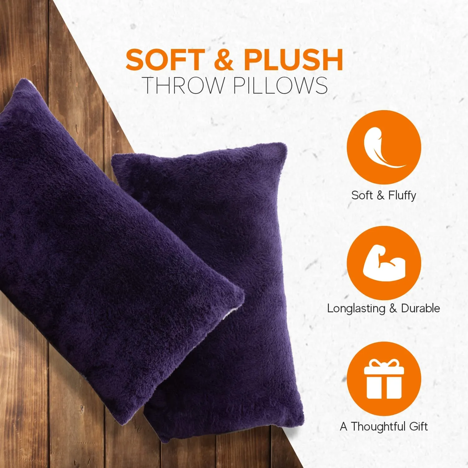 Cheer Collection Microsherpa Throw Pillow Ultra Soft and Fluffy. Elegant Home Decor. Velvet Stylish Accent Pillows - Set of 2