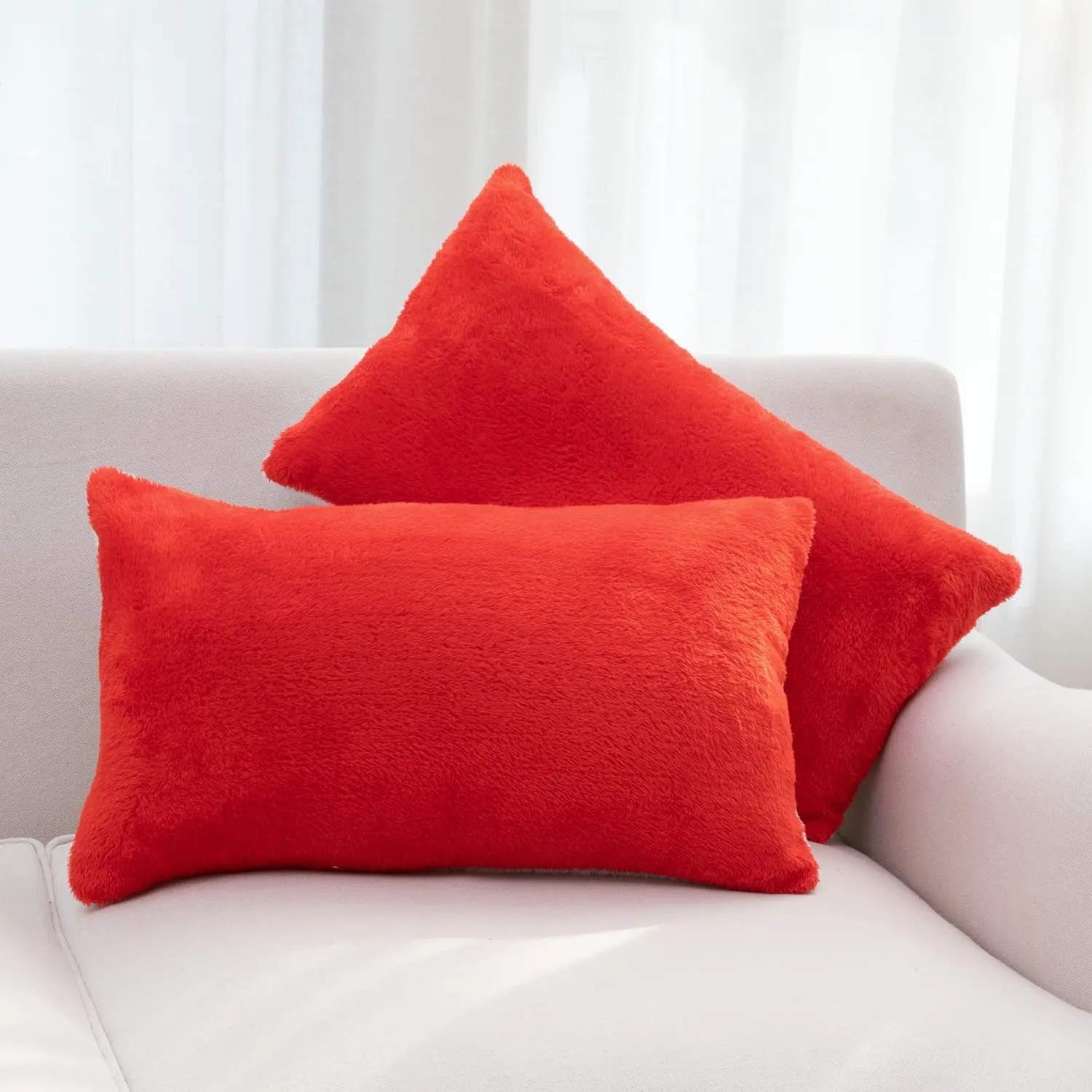 Cheer Collection Microsherpa Throw Pillow Ultra Soft and Fluffy. Elegant Home Decor. Velvet Stylish Accent Pillows - Set of 2