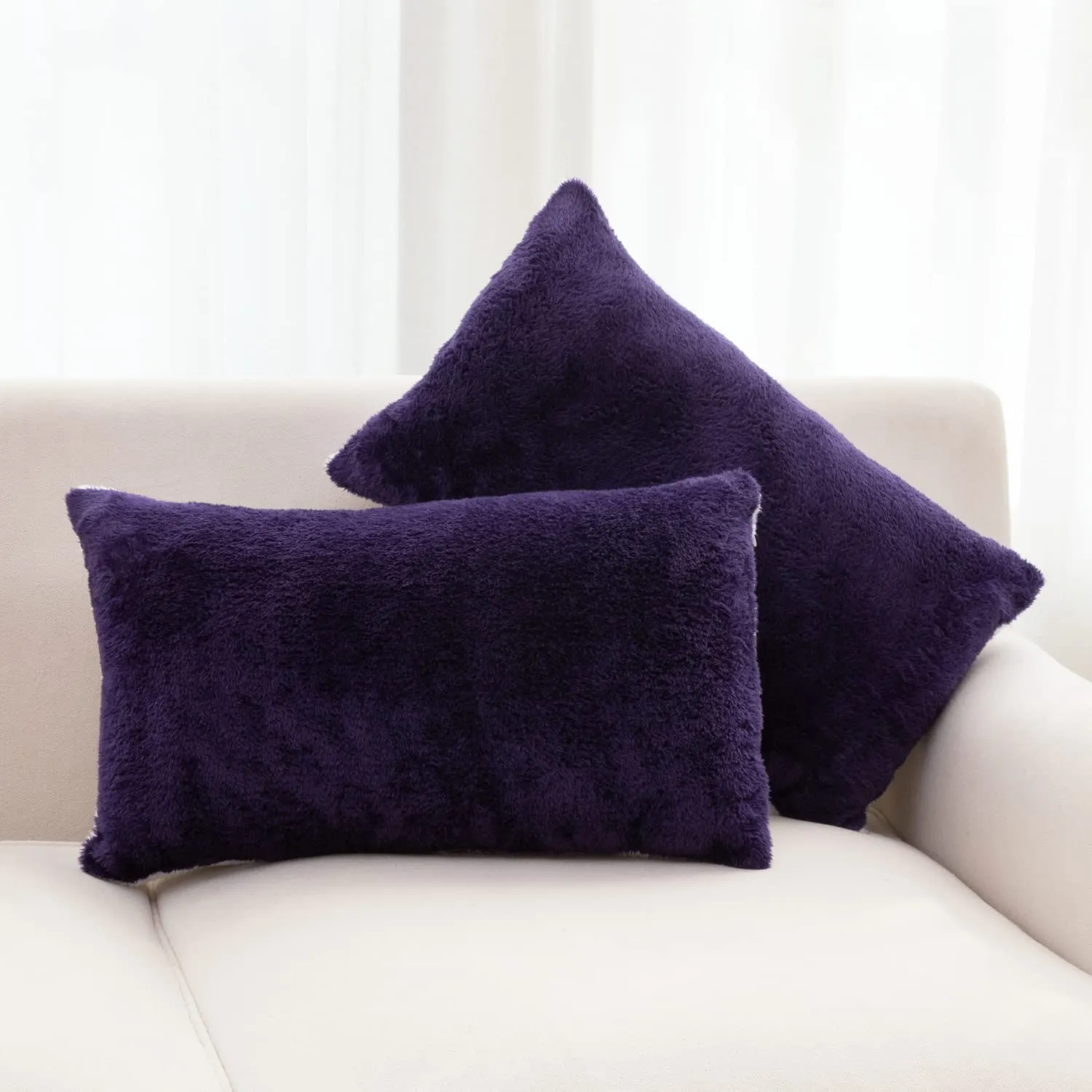 Cheer Collection Microsherpa Throw Pillow Ultra Soft and Fluffy. Elegant Home Decor. Velvet Stylish Accent Pillows - Set of 2