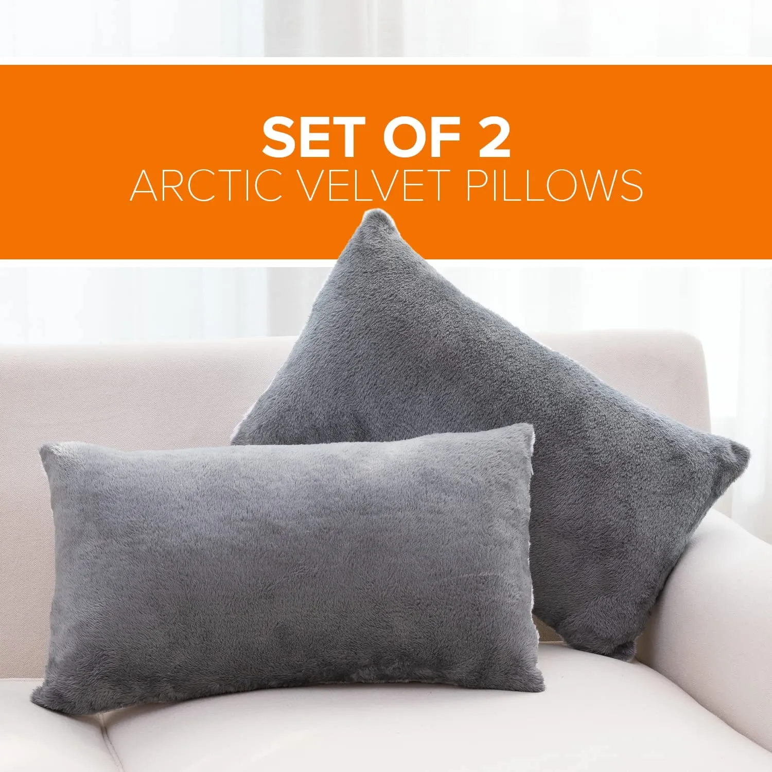 Cheer Collection Microsherpa Throw Pillow Ultra Soft and Fluffy. Elegant Home Decor. Velvet Stylish Accent Pillows - Set of 2