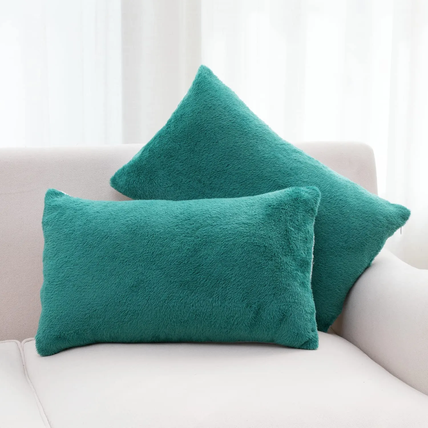 Cheer Collection Microsherpa Throw Pillow Ultra Soft and Fluffy. Elegant Home Decor. Velvet Stylish Accent Pillows - Set of 2