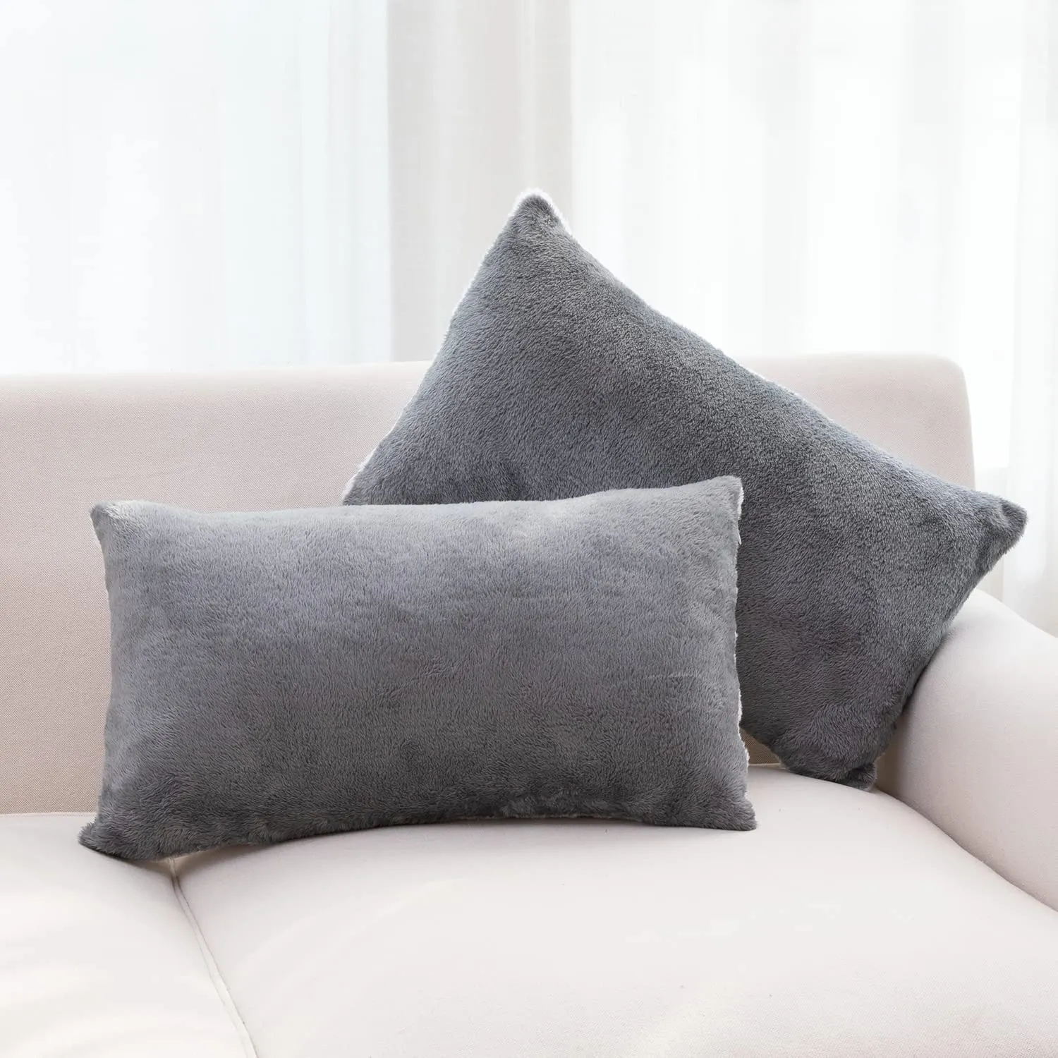 Cheer Collection Microsherpa Throw Pillow Ultra Soft and Fluffy. Elegant Home Decor. Velvet Stylish Accent Pillows - Set of 2