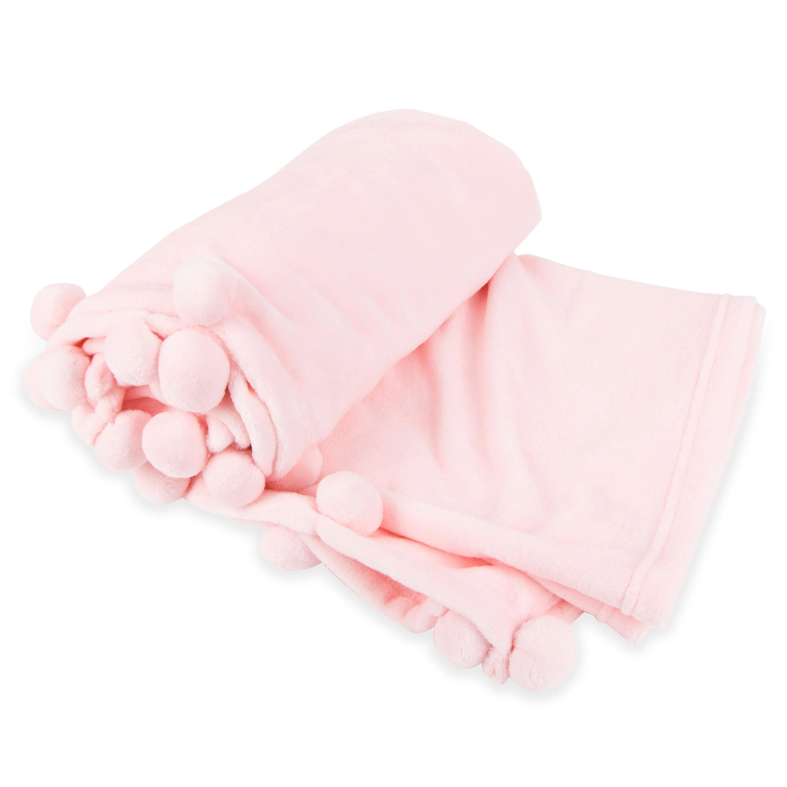 Cheer Collection Pom Pom Flannel Blanket | Ultra Soft on Skin. Lightweight Bed or Couch Throw Blanket with Pompoms