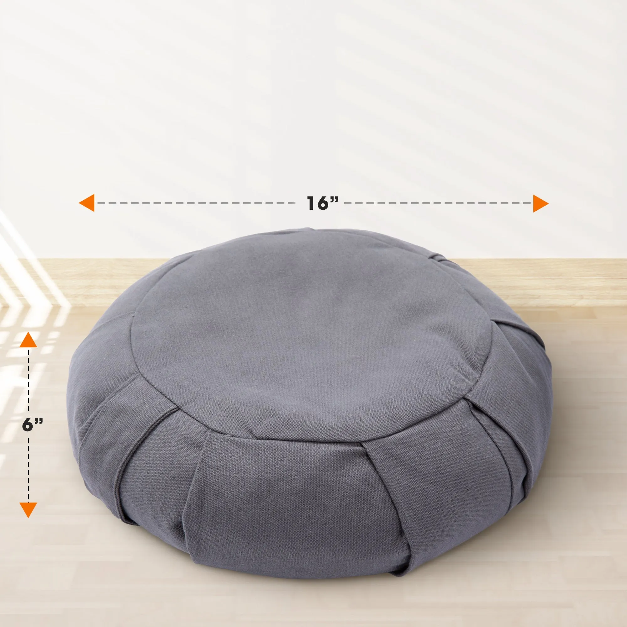 Cheer Collection Premium 16 Buckwheat Yoga and Meditation Floor Cushion with Removable Cover (Gray)