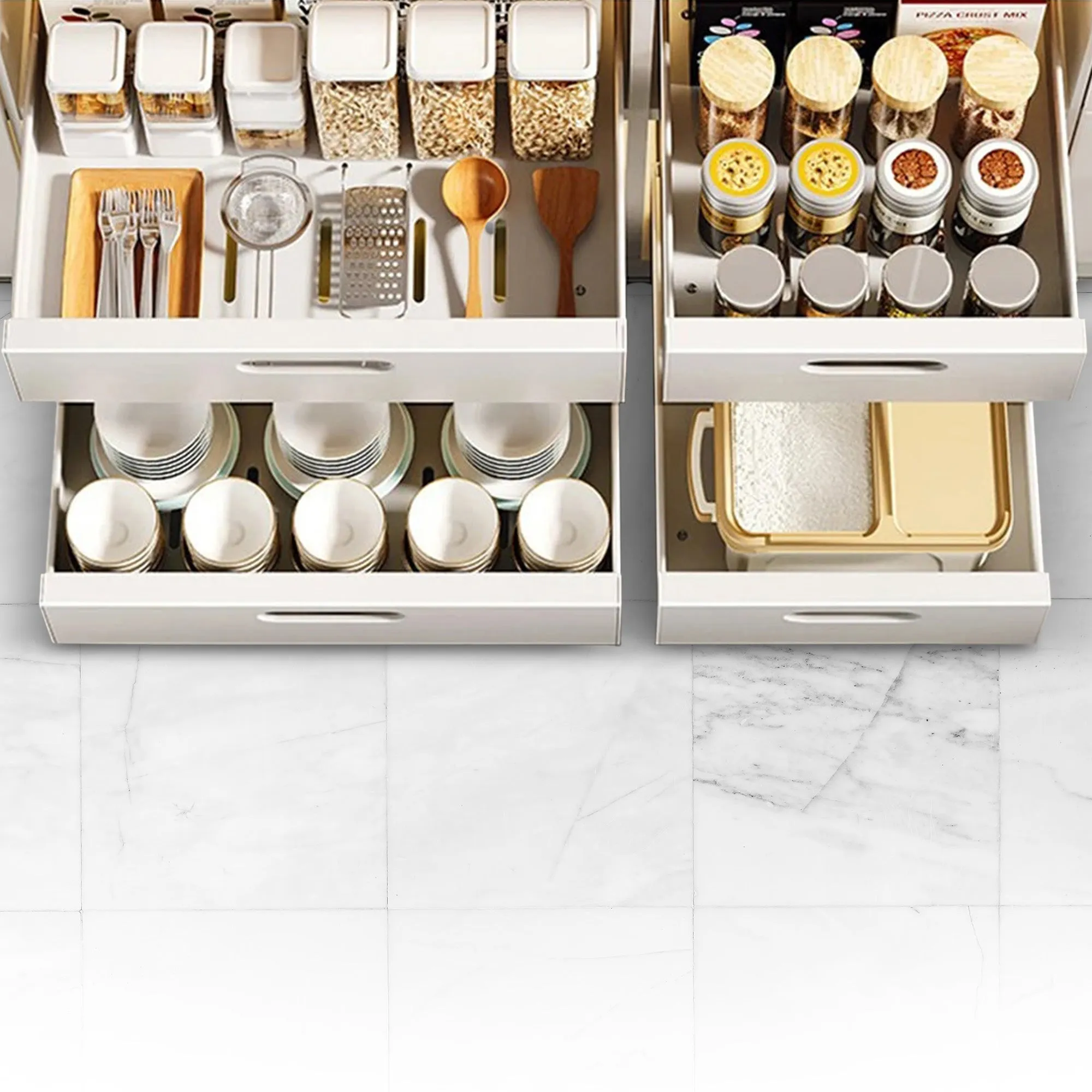 Cheer Collection Pull Out Organizer Drawers  Effortless Installation. Heavy-Duty Carbon Steel Slide-Out Shelves for Kitchen. Pantry. and Bathroom