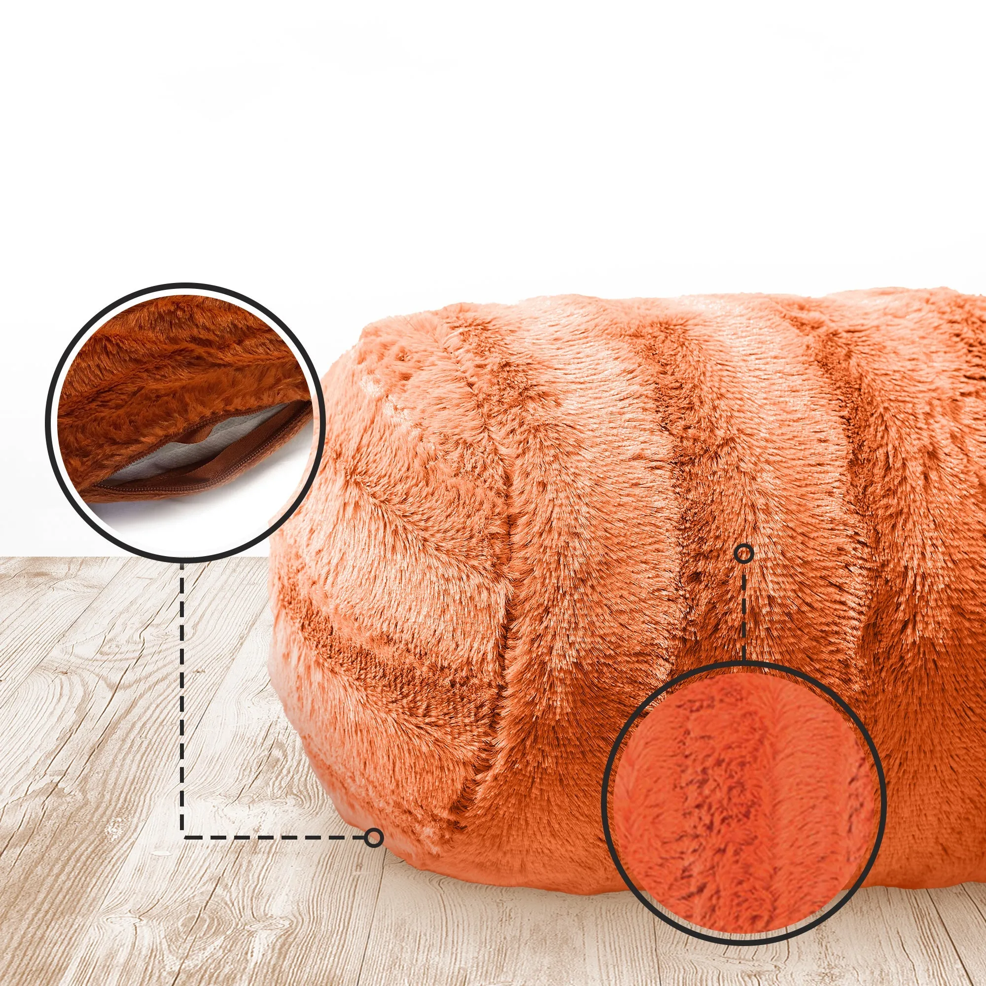 Cheer Collection Set of 2 Faux Fur Bolster Pillows. Decorative Roll Pillow